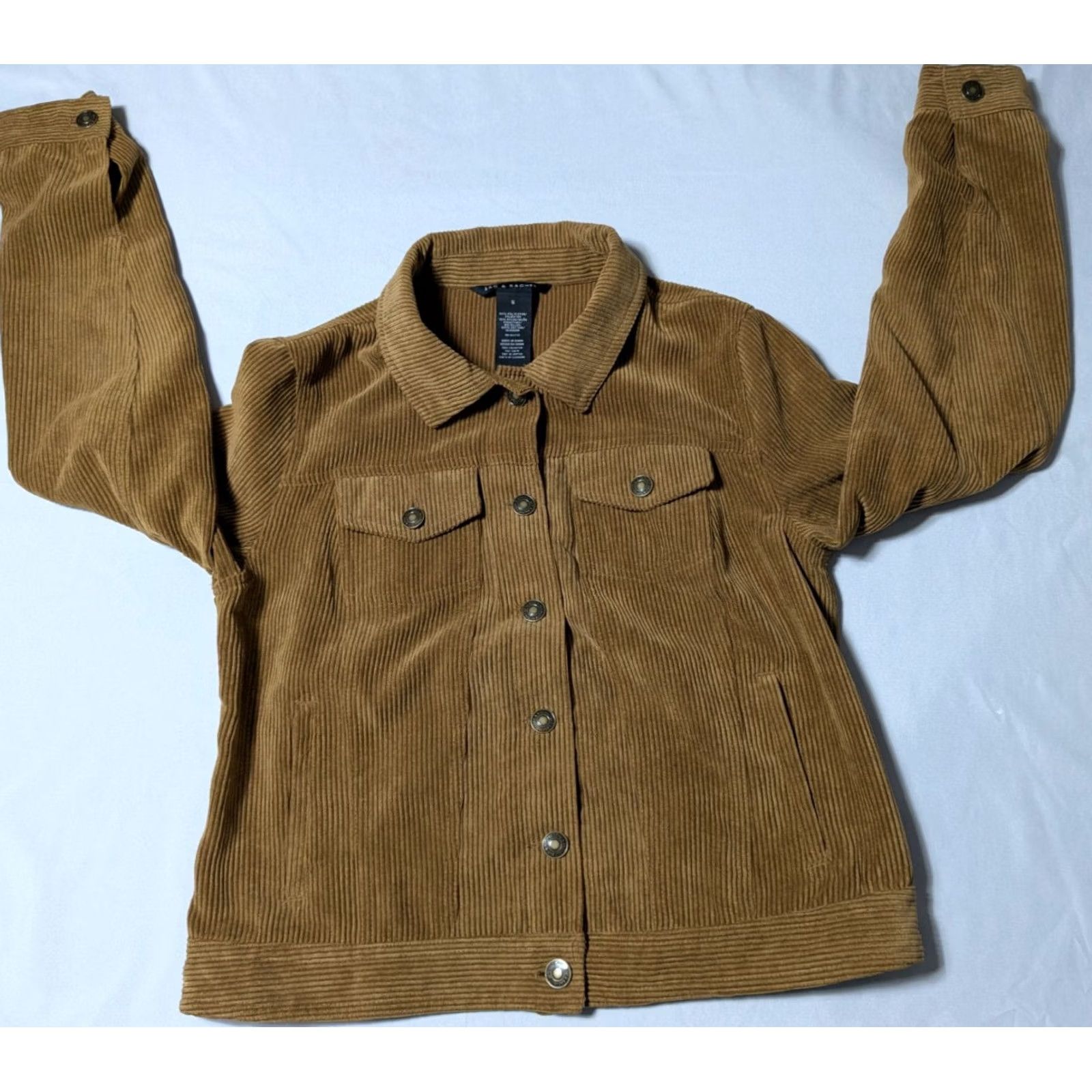 Vintage ZAC & RACHEL Women Small Brown Button Cropped Corduroy Jacket Size S / US 4 / IT 40 - 5 Thumbnail