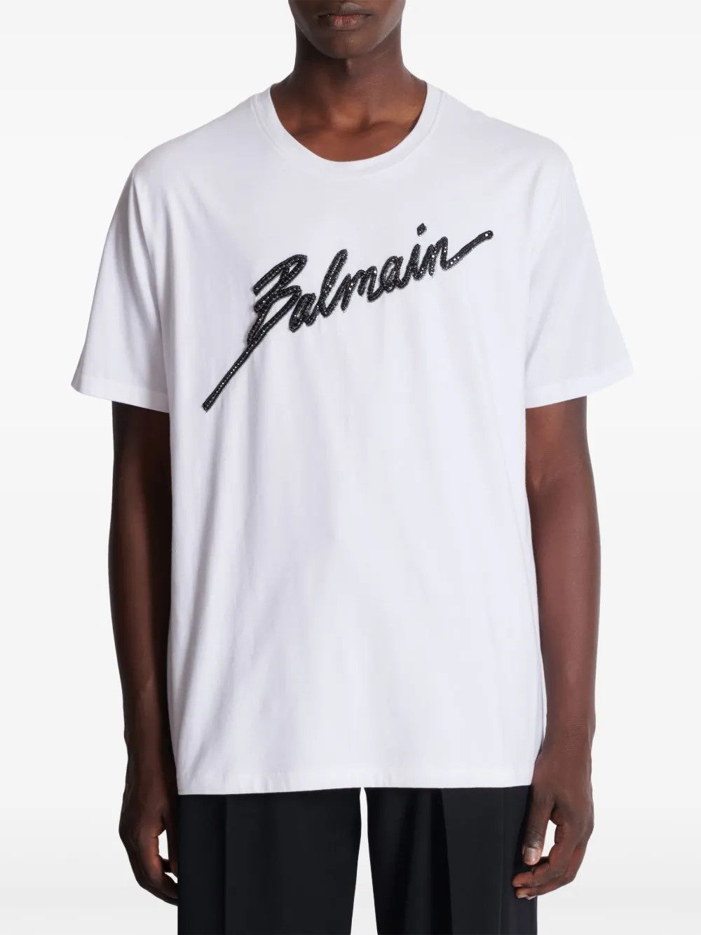 Balmain o1y0426 Logo Crewneck T-Shirt in White Size US M / EU 48-50 / 2 - 4 Thumbnail