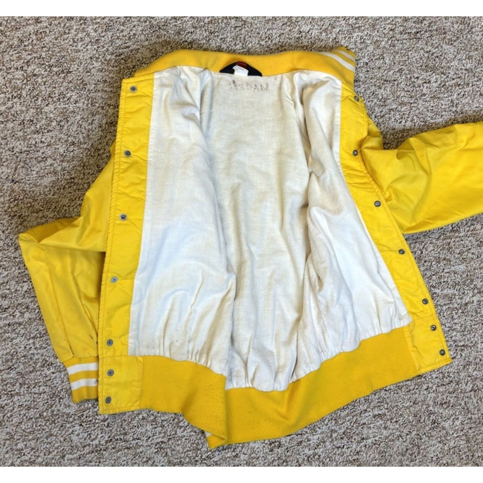 Dunbrooke VTG Dunbrooke Satin Bomber Jacket Yellow Nylon Pla-Jac Greek Life Size M Regular Mens 40-M-42 USA Fraternity Sorority Vintage Bomber Jacket Size US M / EU 48-50 / 2 - 2 Thumbnail