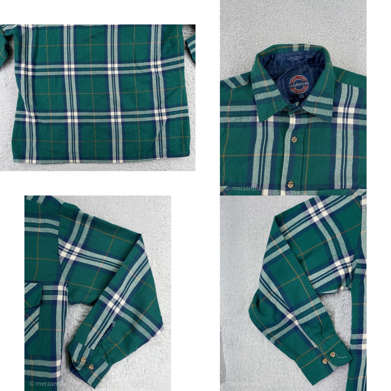 Vintage VINTAGE Claybrooke Shirt Mens Large Green Plaid 100% Acrylic Flannel Button Up Casual Workwear Fall Winter Green Mens Plaid Shirt Size US L / EU 52-54 / 3 - 8 Thumbnail