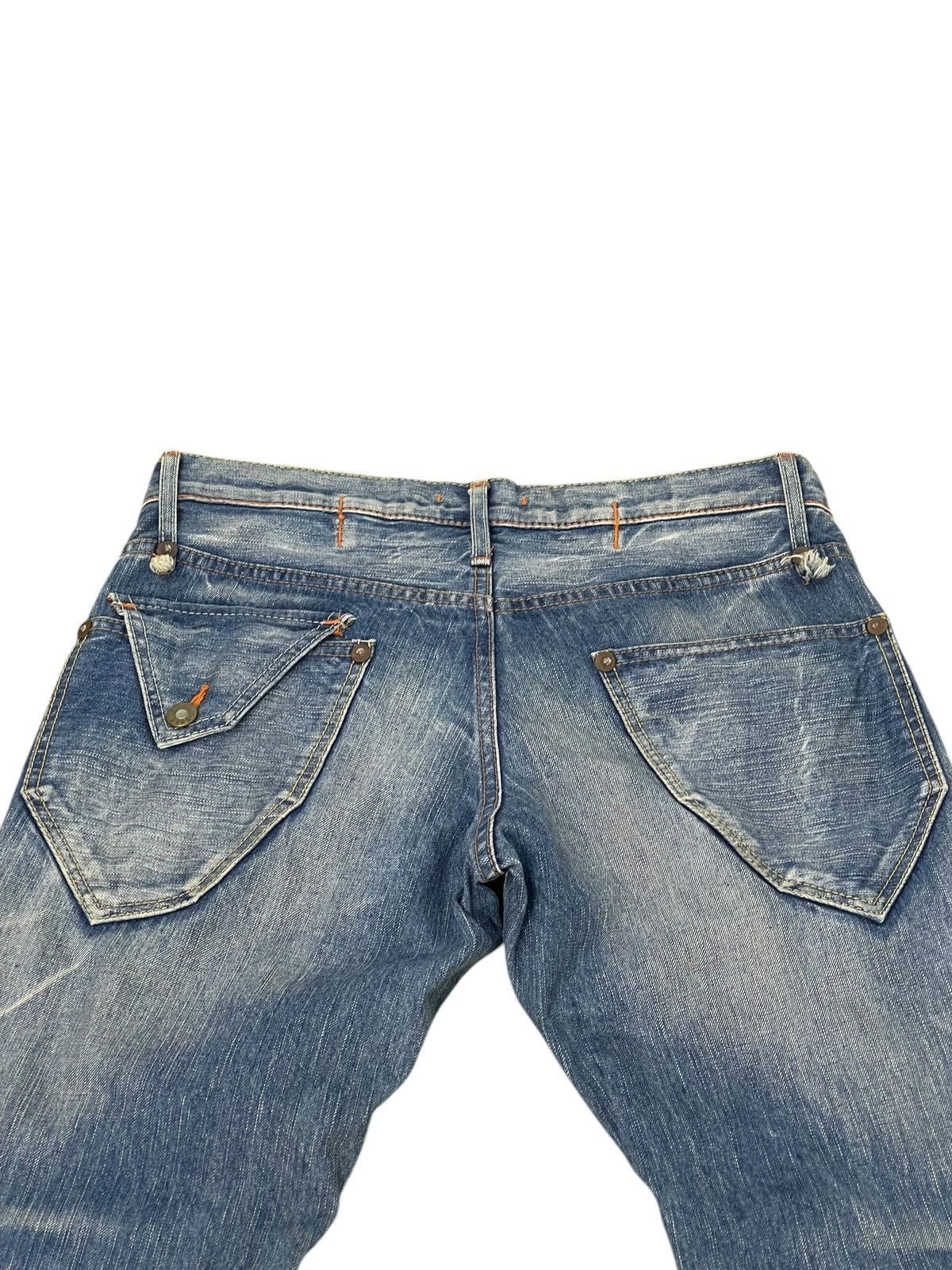 Japanese Brand Flare Jeans Blue Way Faded Distress Low Rise Boot Cut 1🟦2 Size US 32 / EU 48 - 18 Thumbnail