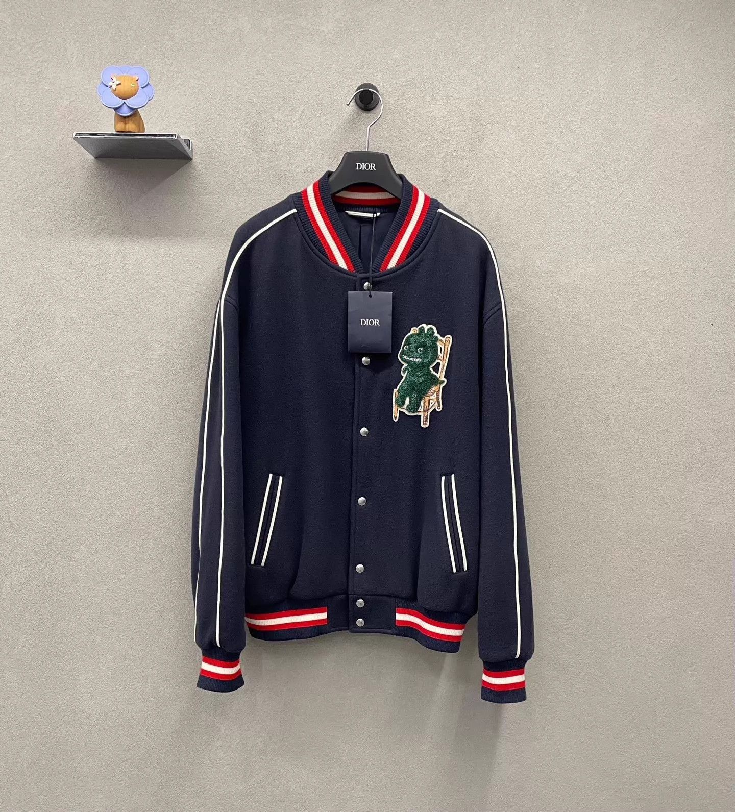 Dior Blue Varsity Bomber Jacket with Embroidered Patch Size US L / EU 52-54 / 3 - 1 Thumbnail