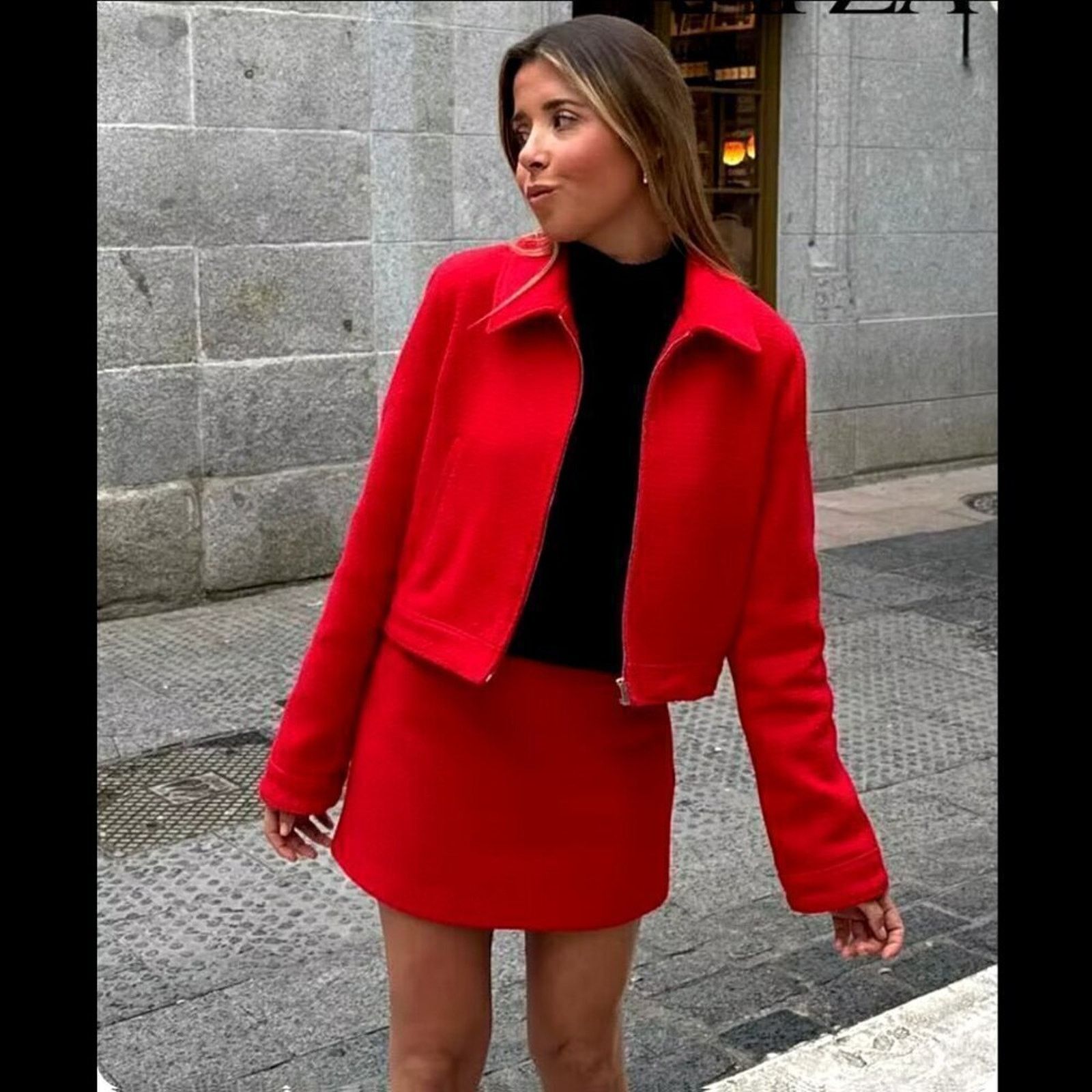 Zara ZARA Red Wool-Blend Cropped Jacket NWT Size M / US 6-8 / IT 42-44 - 20 Thumbnail