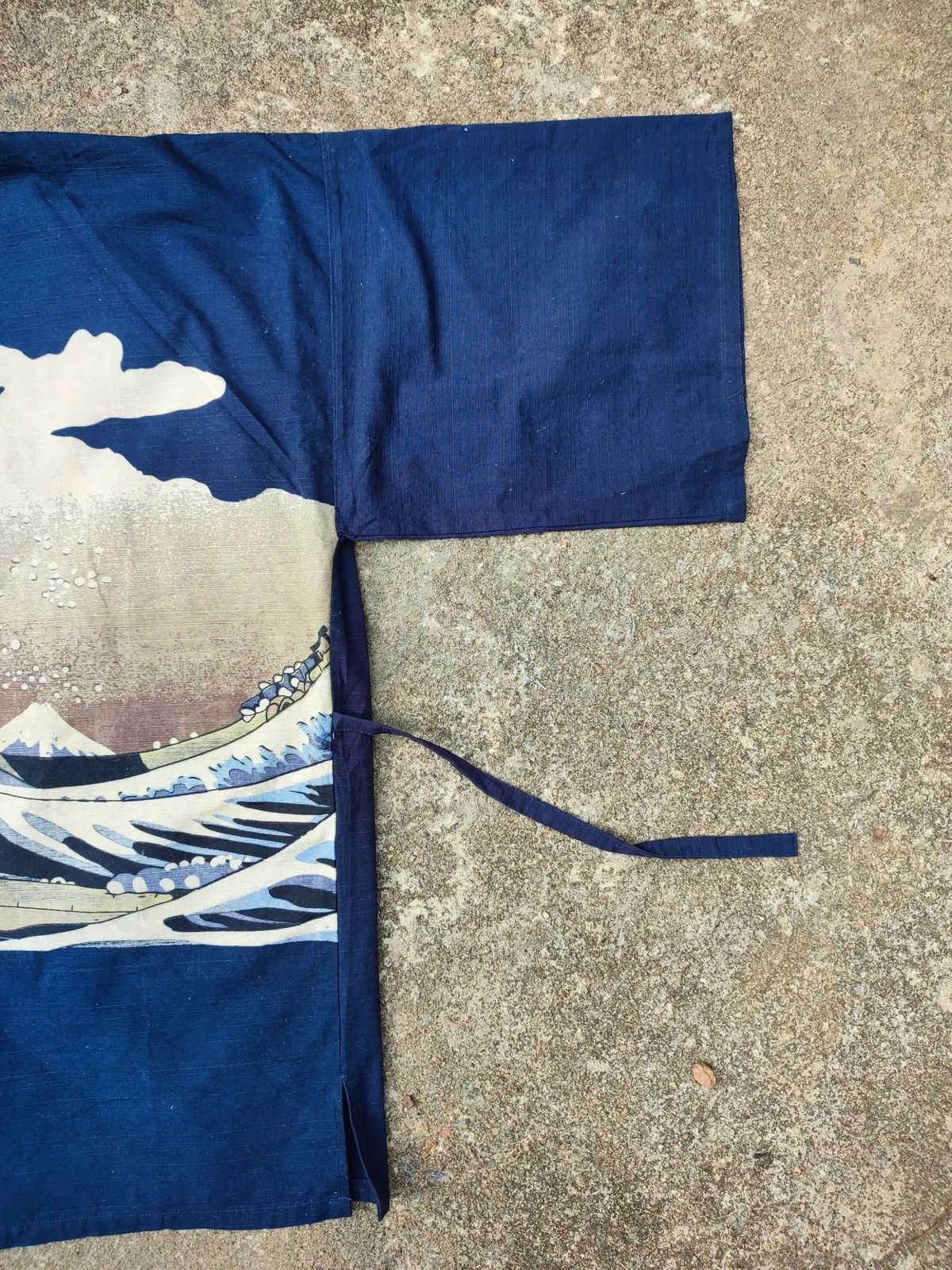 Japanese Brand Vintage Japanese Noragi Jacket Indigo Hokusai Wave Print Size US L / EU 52-54 / 3 - 5 Thumbnail