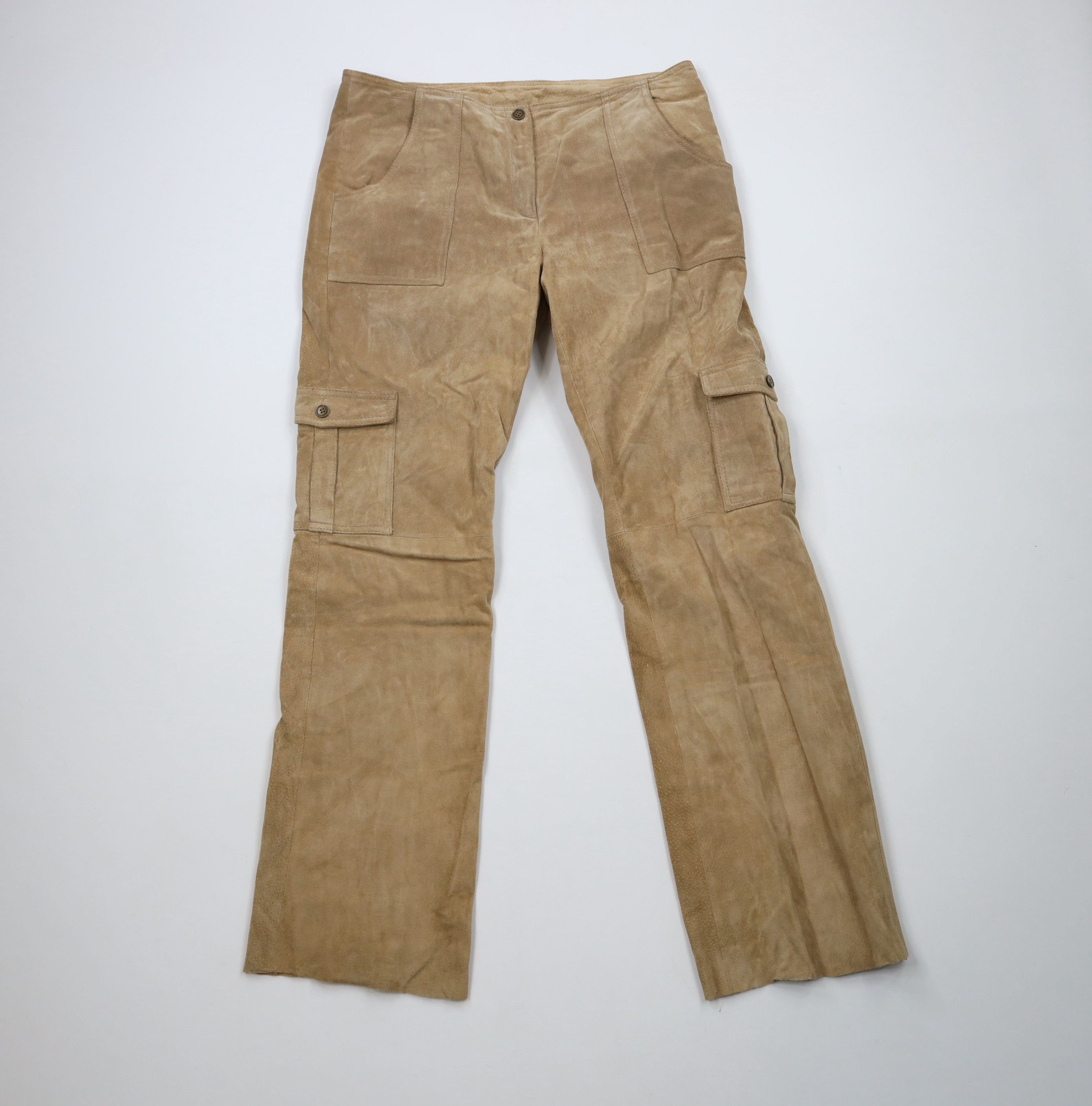 Vintage Vintage 90s Streetwear Flared Wide Leg Cargo Pants Beige Size 36" / US 14 / IT 50 - 1 Thumbnail