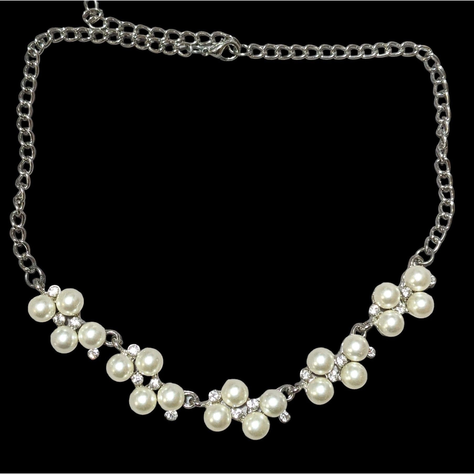 Other Rhinestone Pearl Cluster Bridal Necklace Size ONE SIZE - 1 Thumbnail