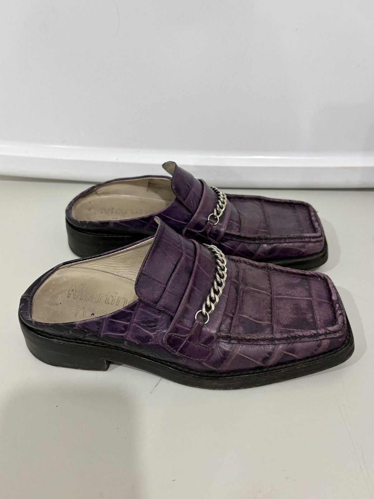Martine Rose Martinez Rose Square Toe Croc Mule Loafer Purple Size US 7 / IT 37 - 2 Thumbnail