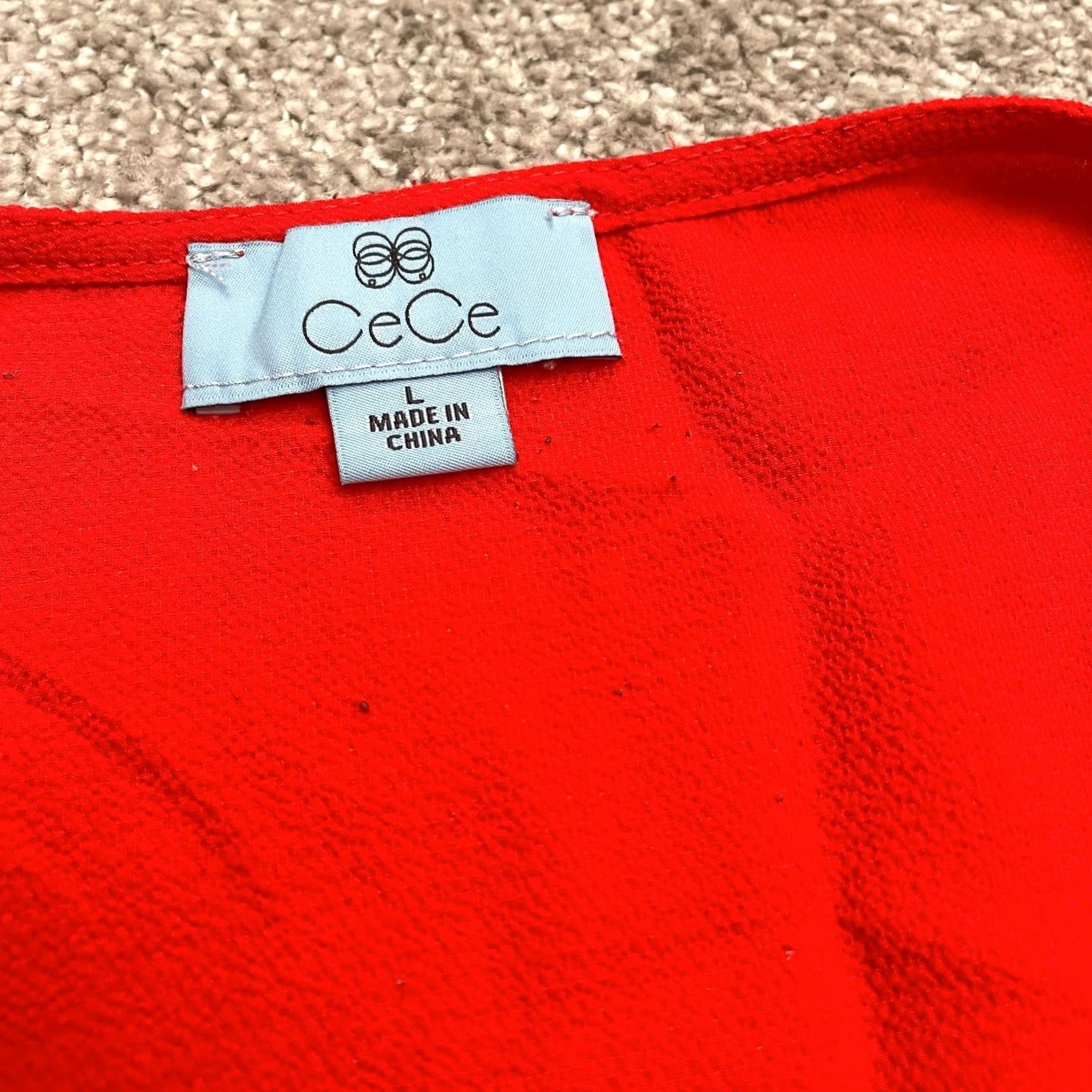 Vintage Cece Blouse Shirt Womens L Red Long Sleeve V-Neck Tie Tunic Casual Work Size L / US 10 / IT 46 - 6 Thumbnail