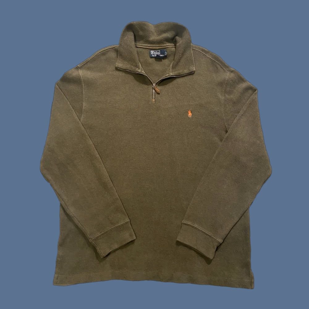 Polo Ralph Lauren VINTAGE Polo Ralph Lauren 1/4 Zip Ribbed Pullover Sweater Army Green Men’s XL Eagle Logo Zipper Knit Pullover Mens Shirt Size US XL / EU 56 / 4 - 1 Thumbnail