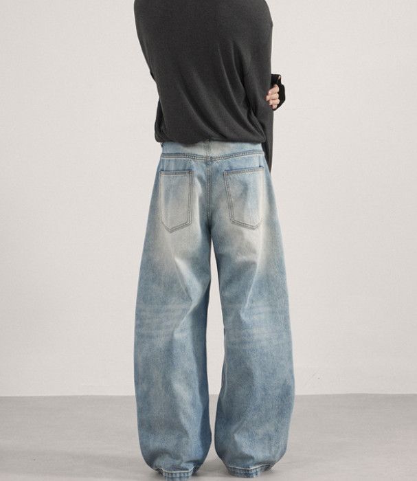 Japanese Brand American-style patchwork baggy wide-leg curved jeans for men Size US 32 / EU 48 - 3 Thumbnail