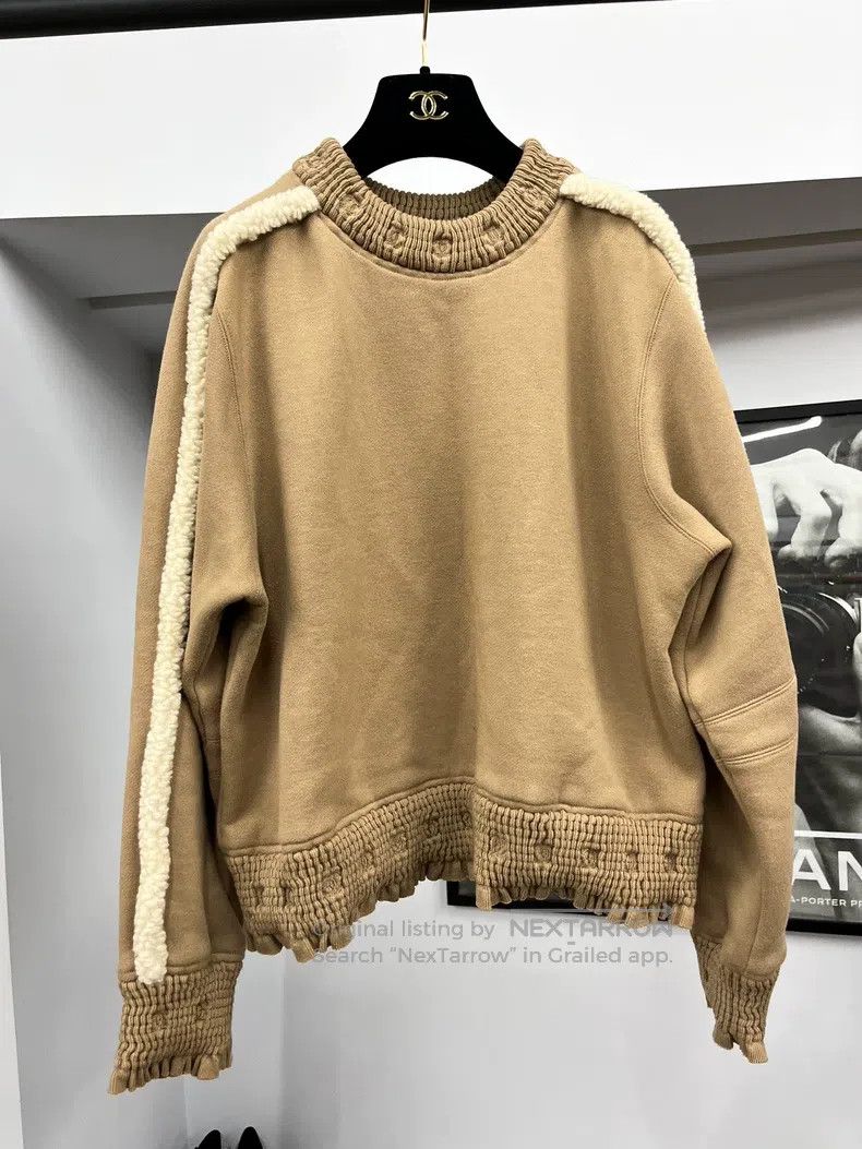 Chanel Chanel 24K khaki teddy lamb wool stitching sweatshirt Size S / US 4 / IT 40 - 1 Thumbnail
