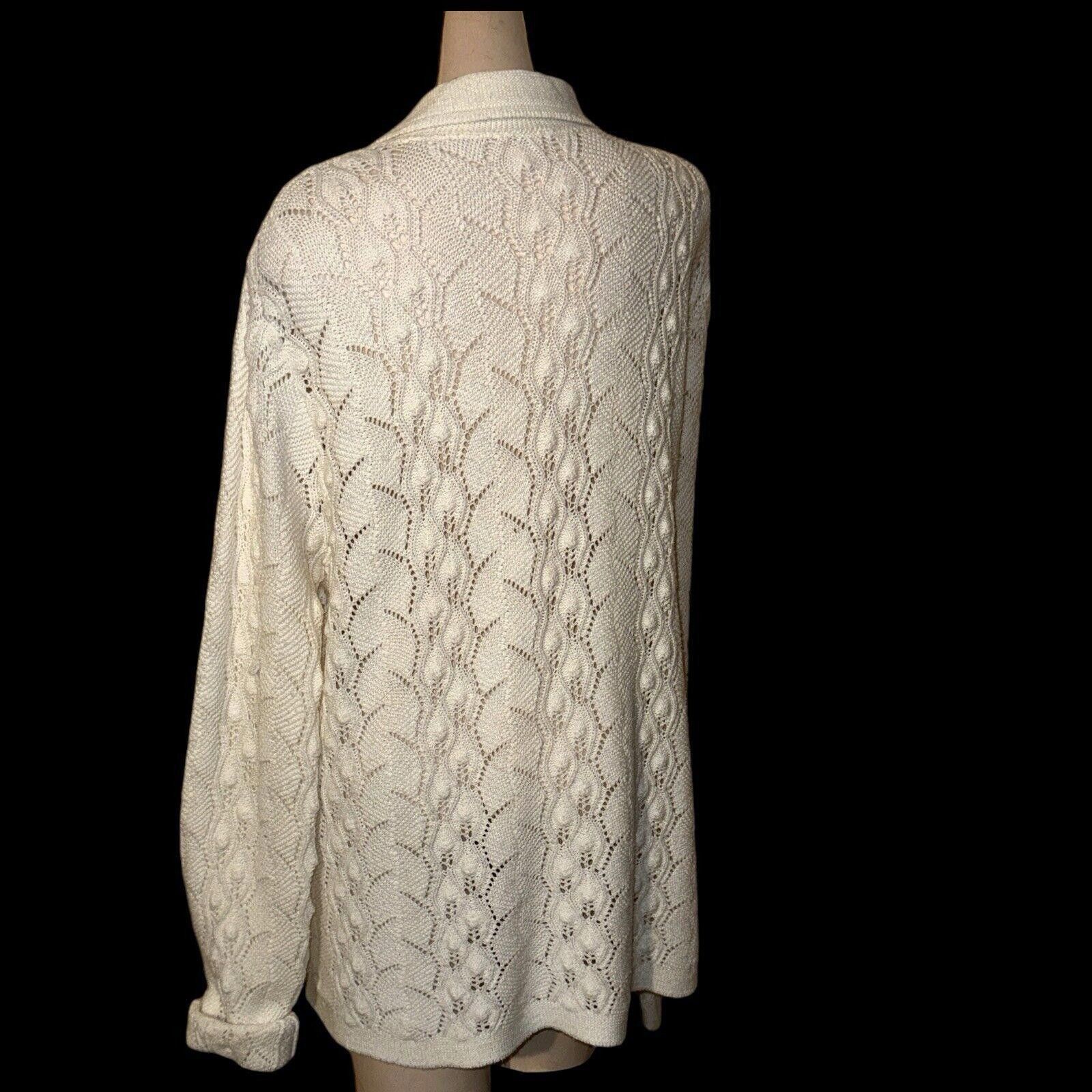 Designer Vintage Winter White Crochet Knit Cardiganr Grannycore Sz M Size M / US 6-8 / IT 42-44 - 5 Thumbnail