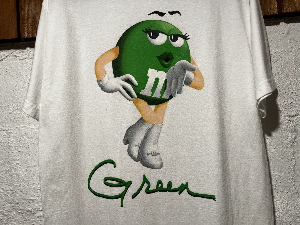 Vintage Vintage 1990s Green M&M Candy T-Shirt White Size L Size US L / EU 52-54 / 3 - 3 Thumbnail