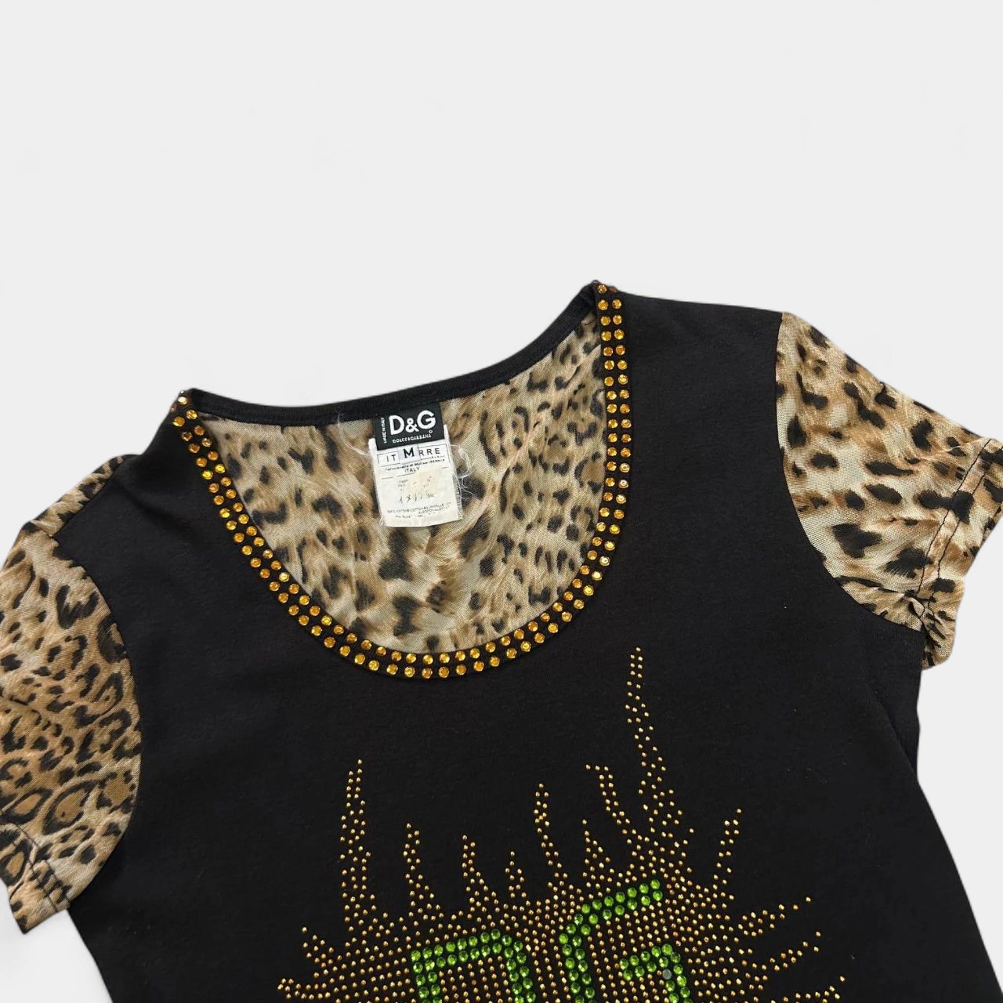 Dolce & Gabbana Dolce & Gabbana 2000s Rhinestone Leopard Tee Size S / US 4 / IT 40 - 3 Thumbnail