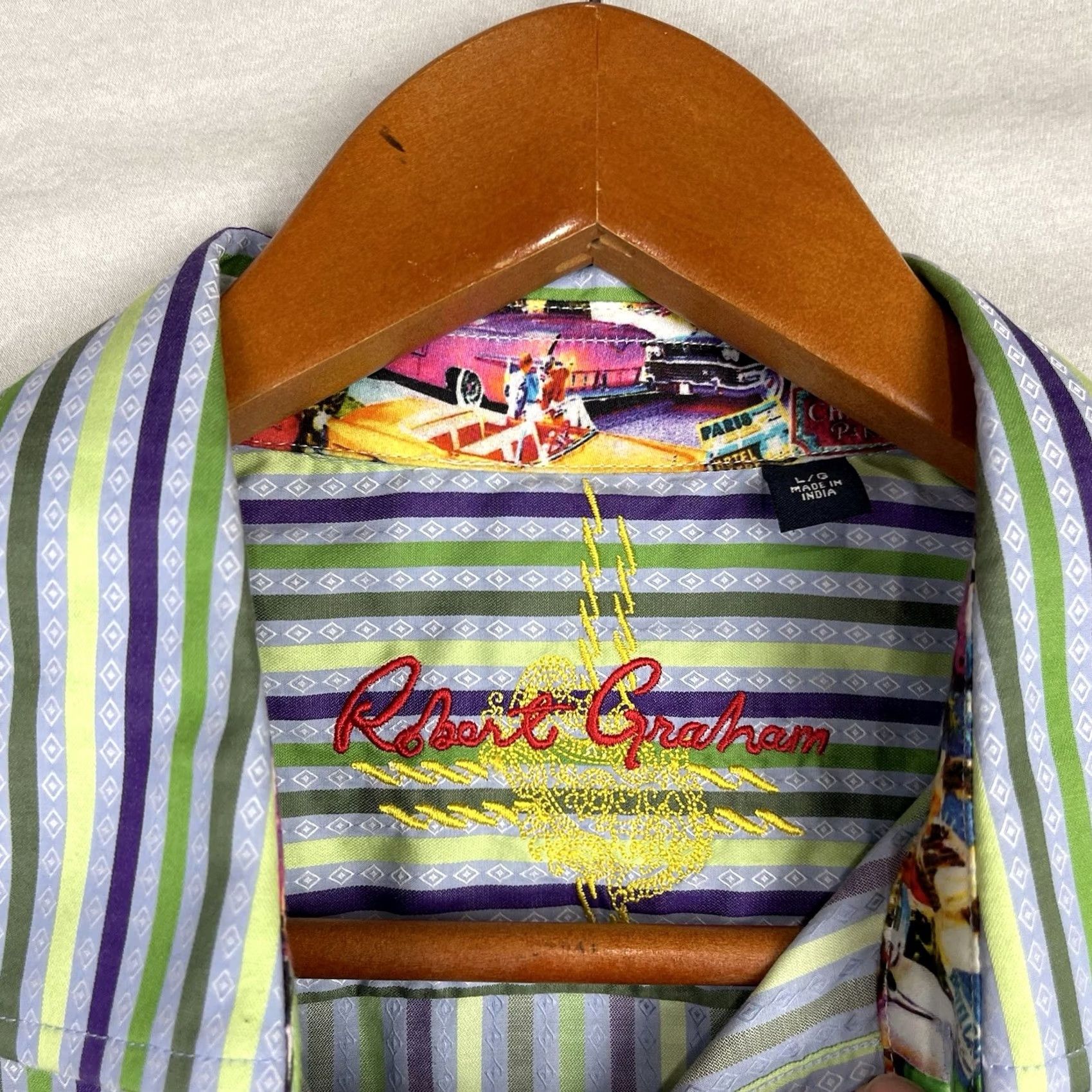 Robert Graham Robert Graham Shirt Mens Large Button Up Cutaway Cars Blue Cotton Long Sleeve Size US L / EU 52-54 / 3 - 3 Thumbnail