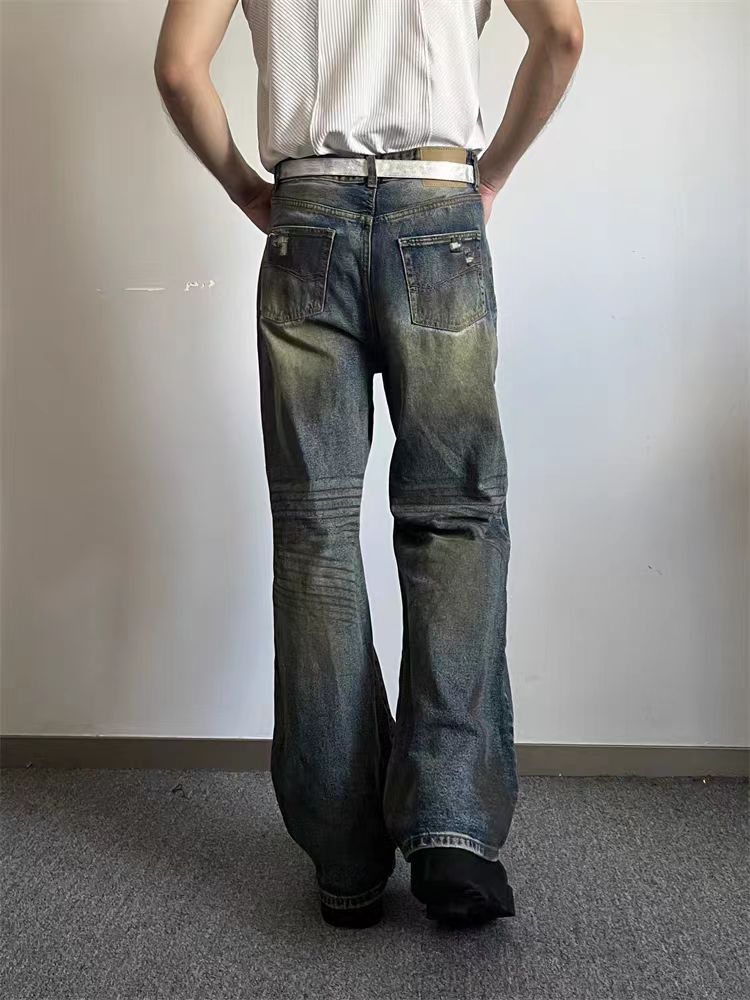 Japanese Brand × Jean Vintage Dirty Dye Hole Breaking Loose Wide Leg Street Jeans Size US 34 / EU 50 - 3 Thumbnail