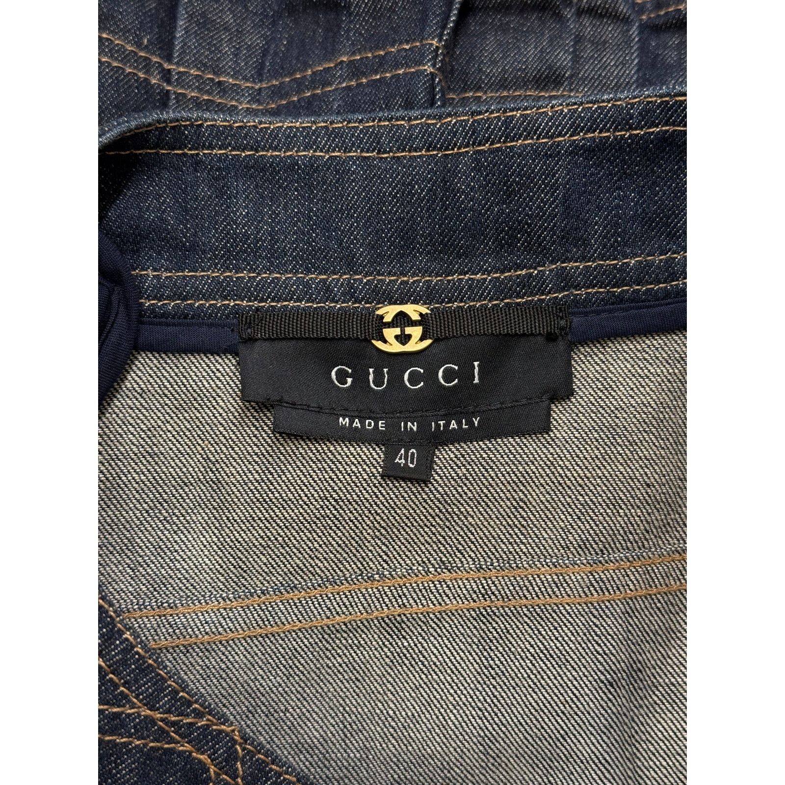 Gucci S/S2004 Gucci by Tom Ford paneled biker denim jacket Size S / US 4 / IT 40 - 9 Thumbnail