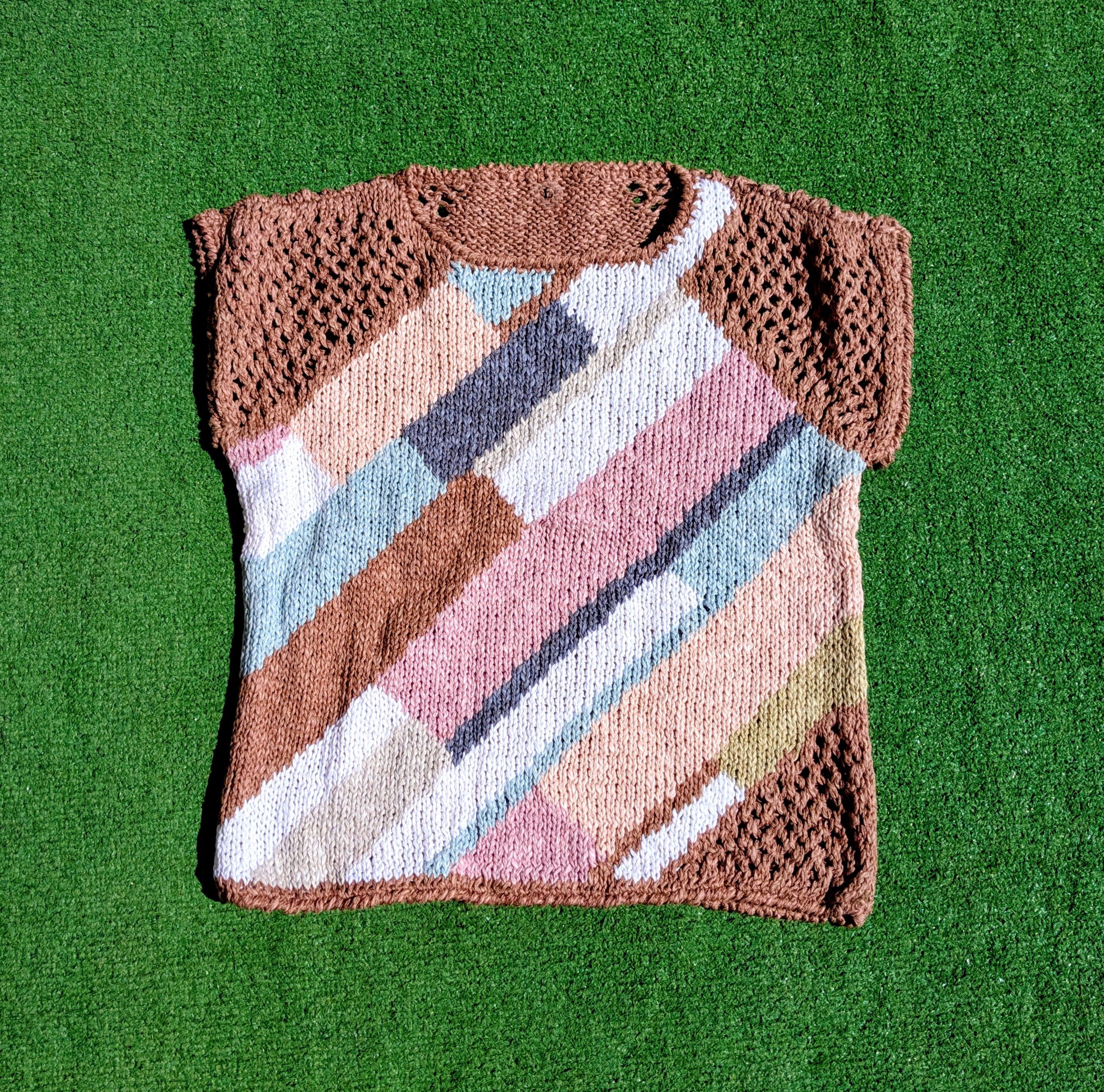 Other Vintage 1980s Petite Knit Geometric Shapes Hand Knit Top Size S / US 4 / IT 40 - 5 Thumbnail