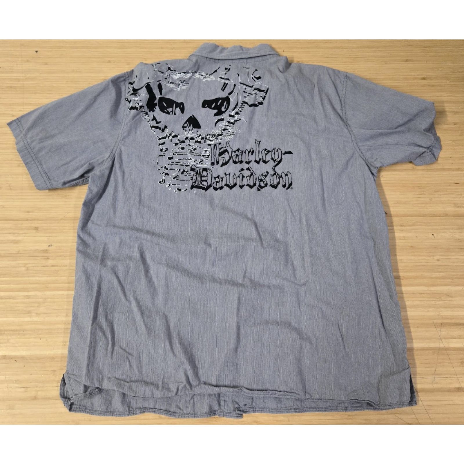 Harley Davidson Harley-Davidson Shirt Mens Large Gray Button Up Skull Graphic Biker Motorcycle Size US L / EU 52-54 / 3 - 4 Thumbnail
