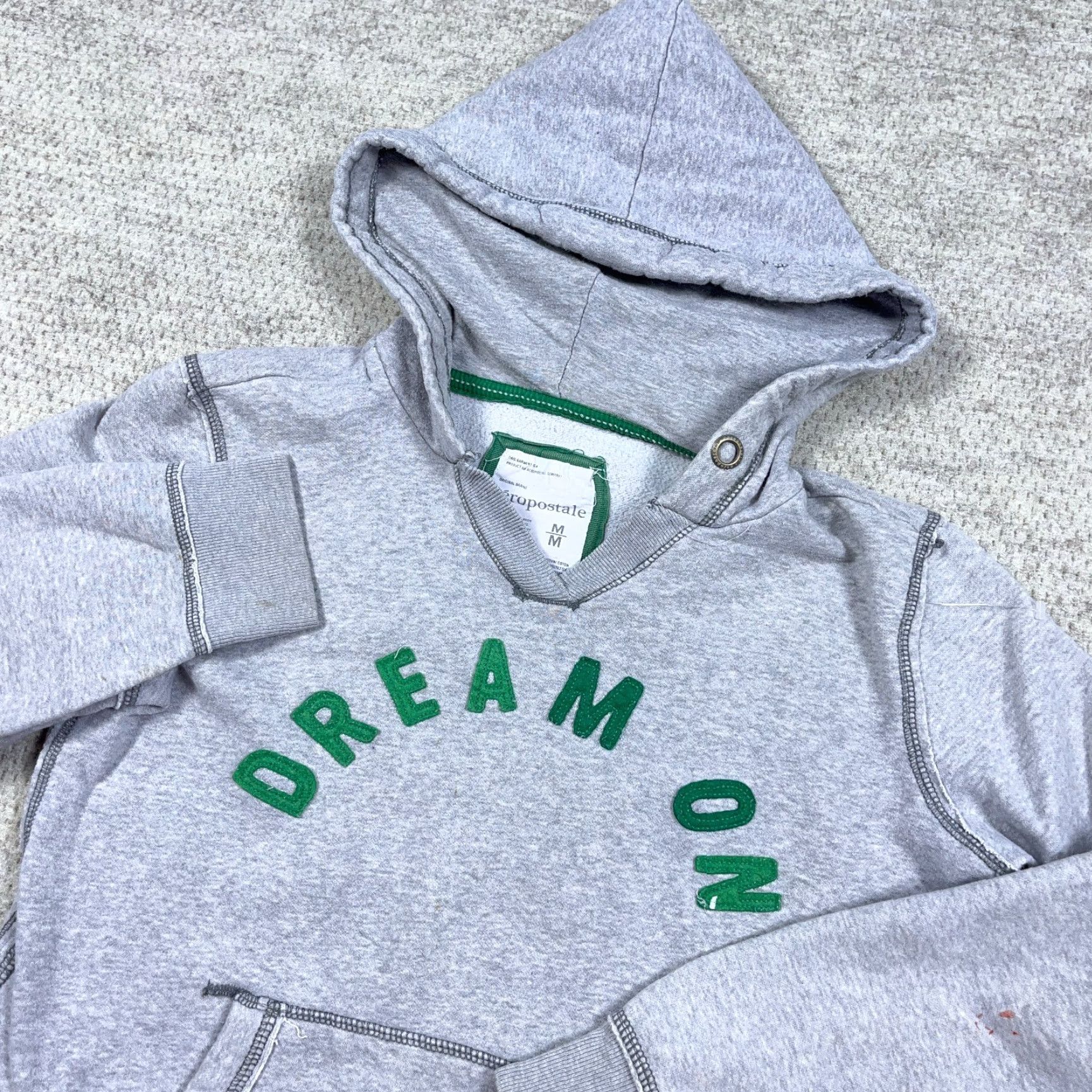 Vintage VINTAGE Aeropostale Hoodie Women M Gray Green V Neck Spell Out Stains Full Zip Logo Graphic 90s Size M / US 6-8 / IT 42-44 - 2 Thumbnail