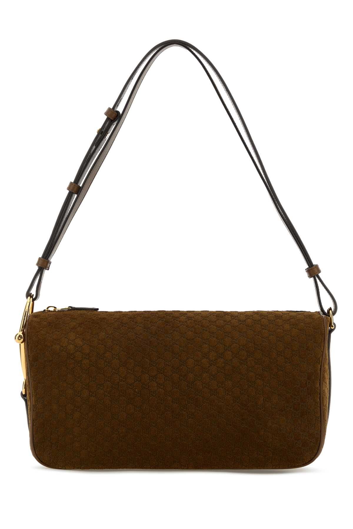 Gucci Caramel Suede Medium Gucci Half Horsebit Shoulder Bag Size ONE SIZE - 1 Thumbnail