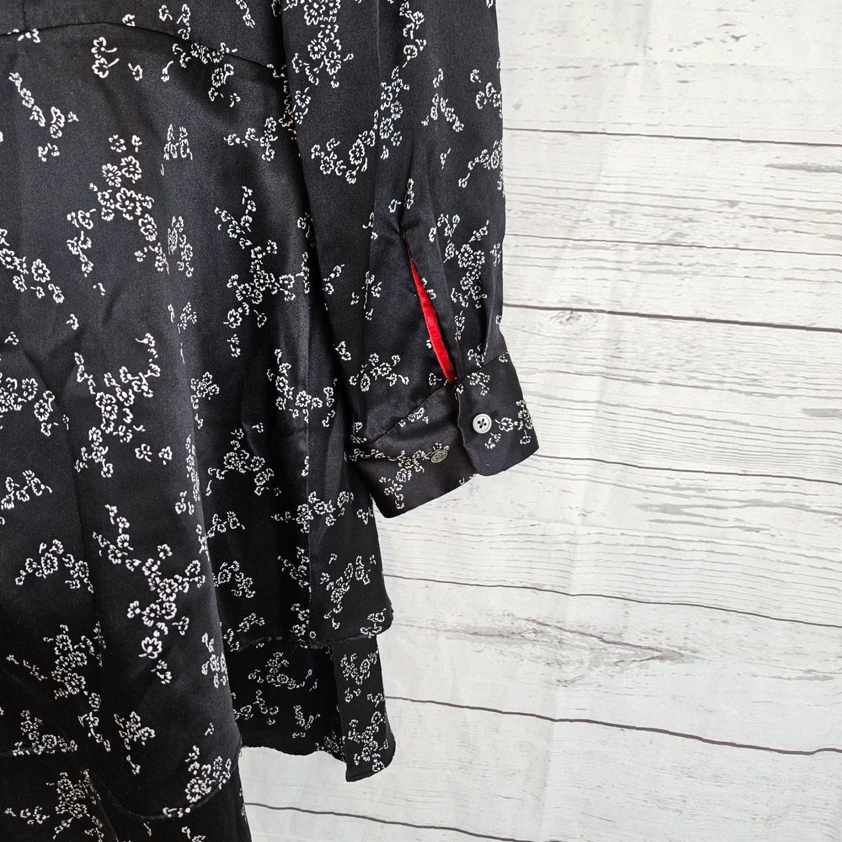 Equipment Equipment Femme Natalie Tie Neck Silk Dress Sz Large Black Floral Dress Womens Size L / US 10 / IT 46 - 4 Thumbnail