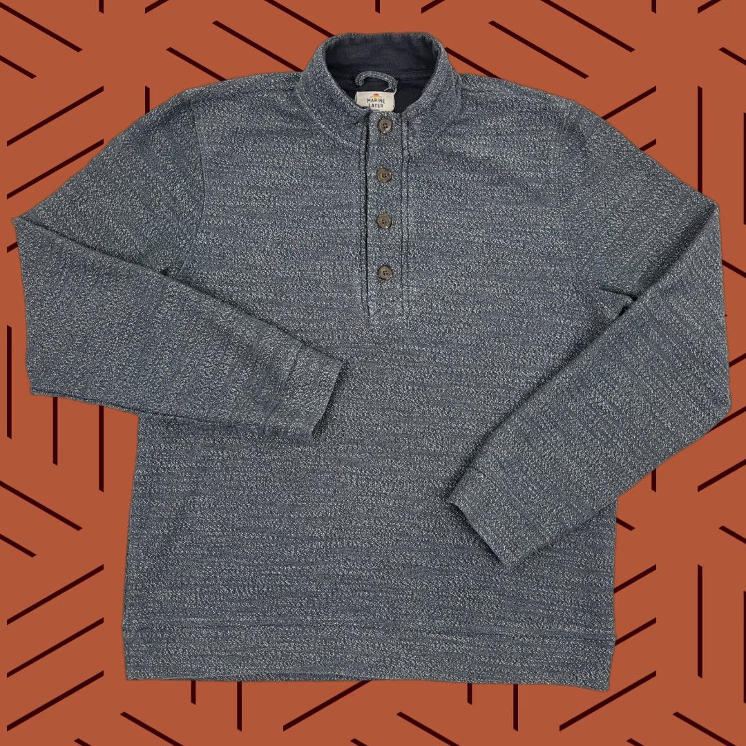 Marine Layer Marine Layer Sweatshirt Mens L Blue 4 Button Henley Pullover Knit Pullover Shirt Size US L / EU 52-54 / 3 - 1 Thumbnail