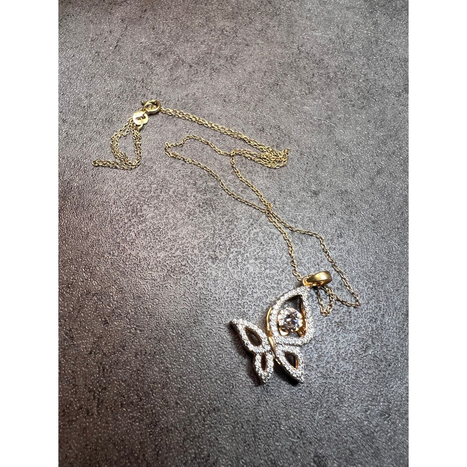 Other Butterfly CZ pendant in YG over 925 with 18 inch chain Size ONE SIZE - 6 Thumbnail