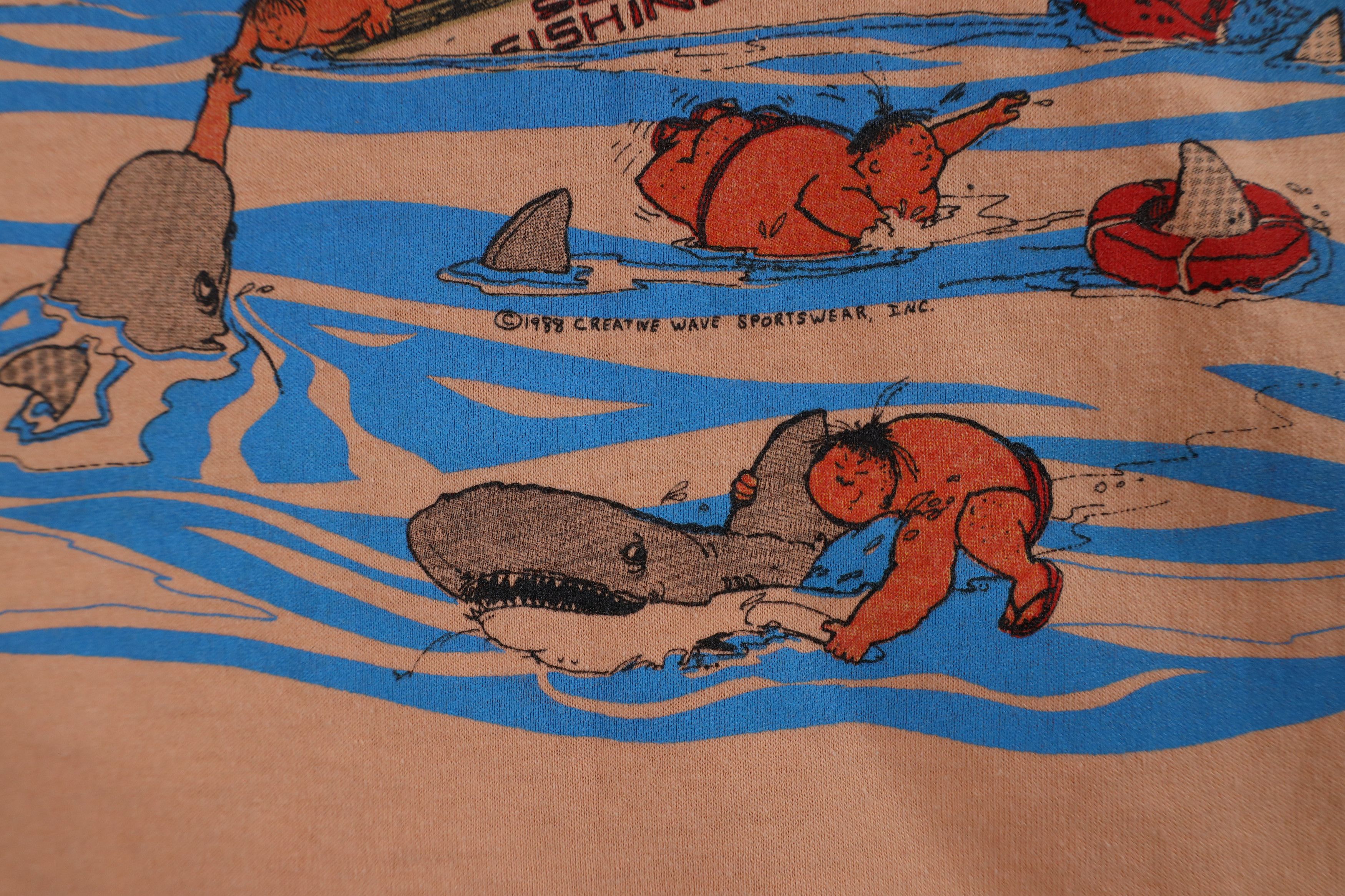 Vintage Vintage 80s Funny Comic Sumo Fishing Team T-Shirt Pink USA Size US M / EU 48-50 / 2 - 11 Thumbnail