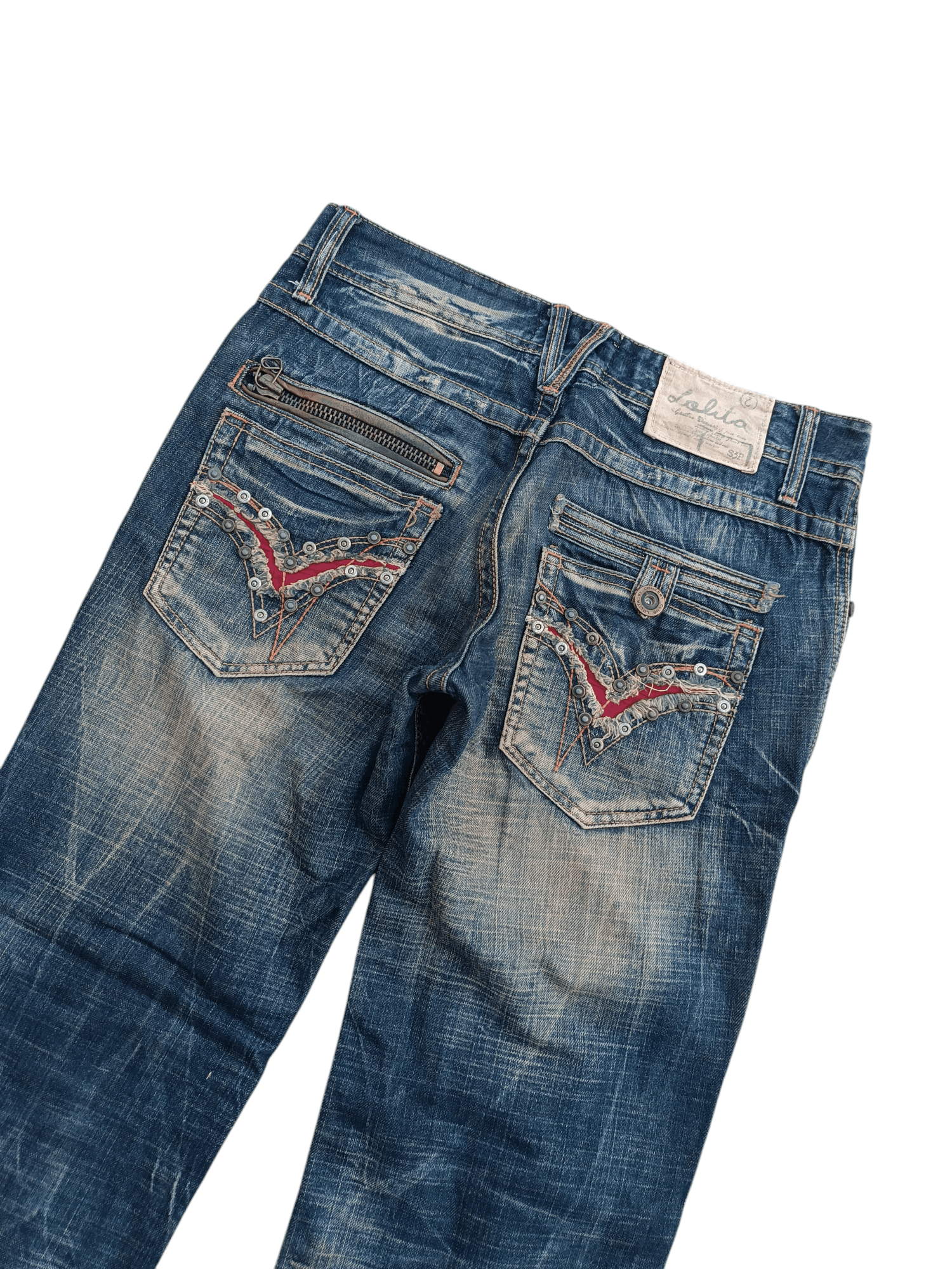 Japanese Brand Lolita Jeans Rusty Wash Whiskers Faded Denim E017 Size US 34 / EU 50 - 3 Thumbnail