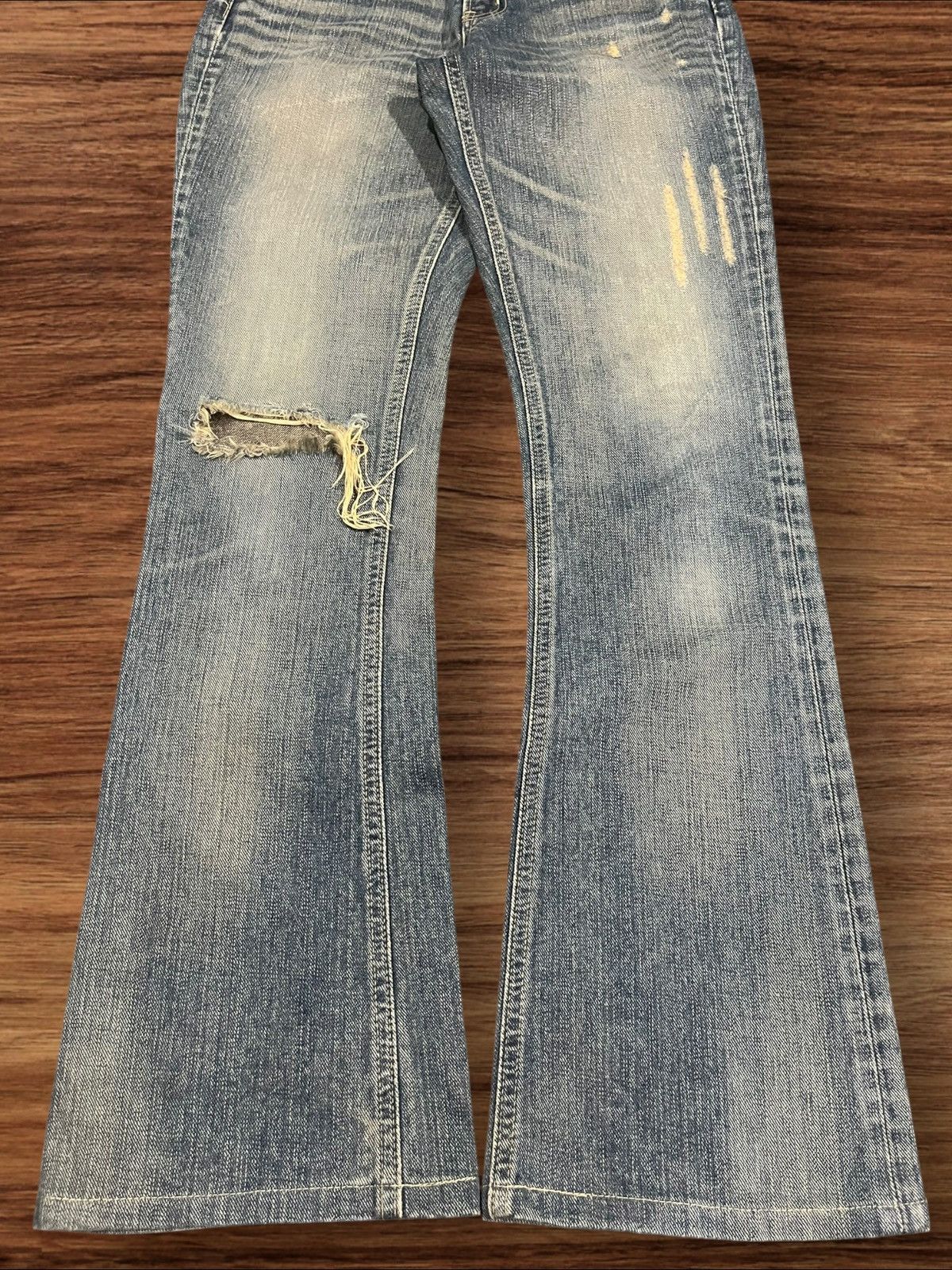 Japanese Brand × Johnbull Vintage Japanese Brappers Distressed Blue Washed Flare Jeans Size 28" / US 6 / IT 42 - 8 Thumbnail