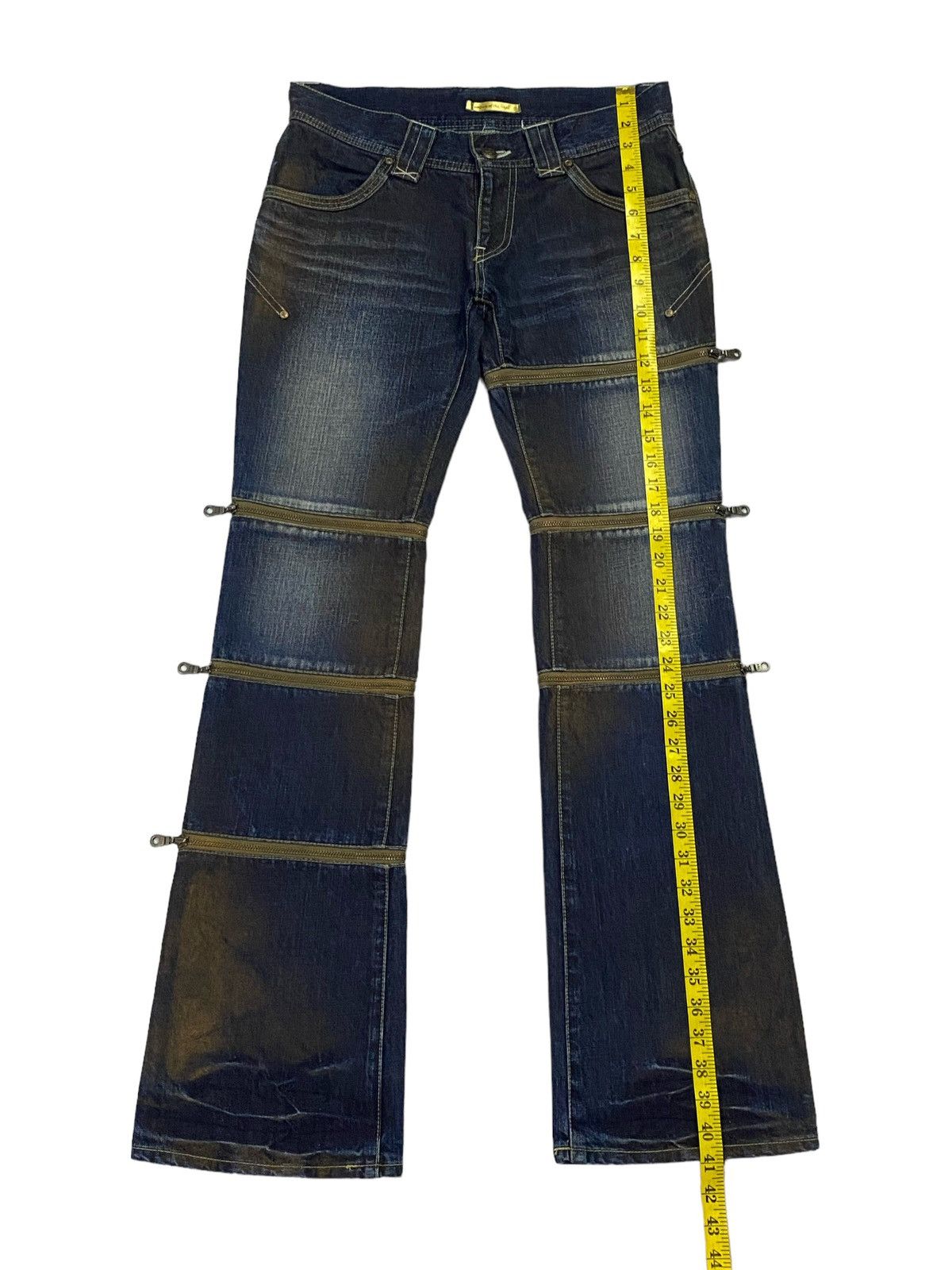 Beauty Beast Rare‼️Empire of the Baal Flare Multi-Zip Denim Jeans Size 30" / US 8 / IT 44 - 7 Thumbnail