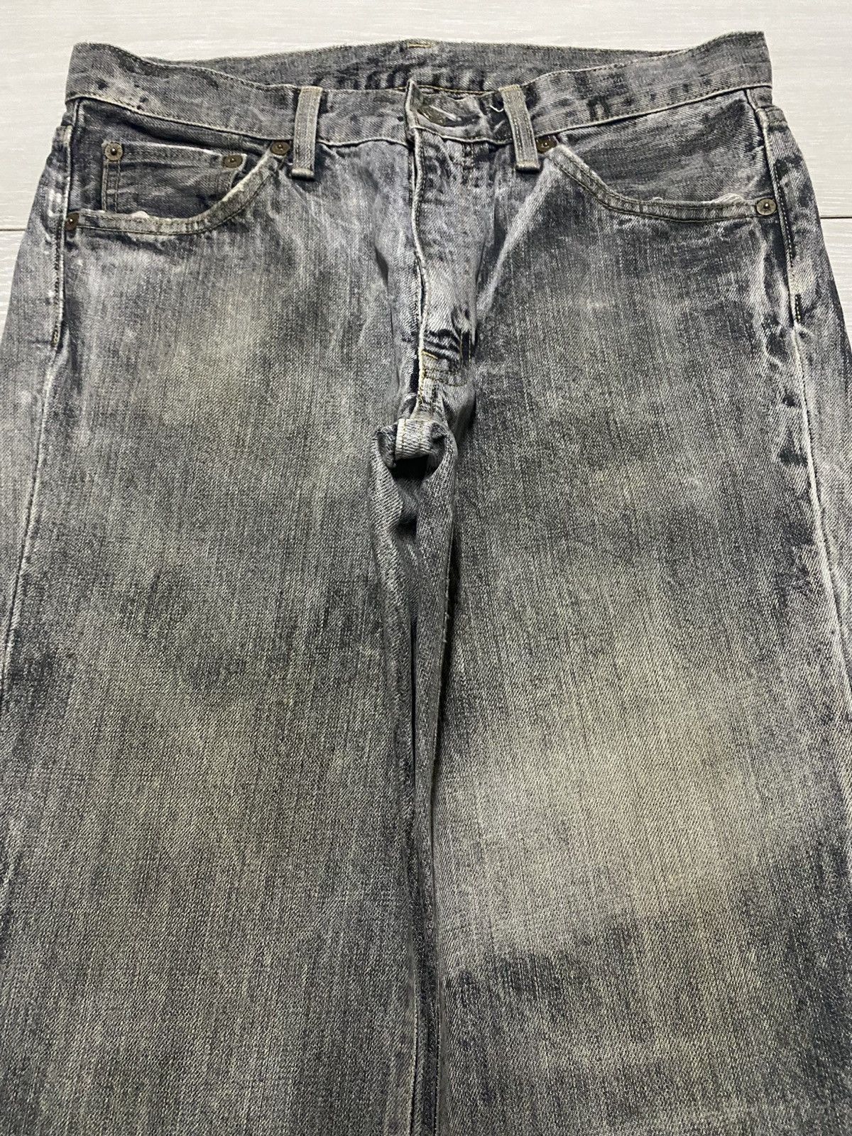 Le Grande Bleu (L.G.B.) Blue Way Made in Nippon Bleached Distressed Flare Jeans Size US 30 / EU 46 - 3 Thumbnail
