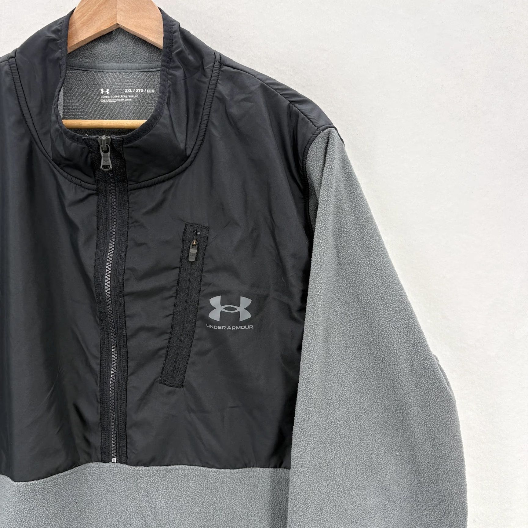 Under Armour Under Armour Jacket Mens 2XL Gray Colorblock Fleece Half Zip Loose Fit Zip Pockets Casual Activewear Mens Size US XXL / EU 58 / 5 - 2 Thumbnail