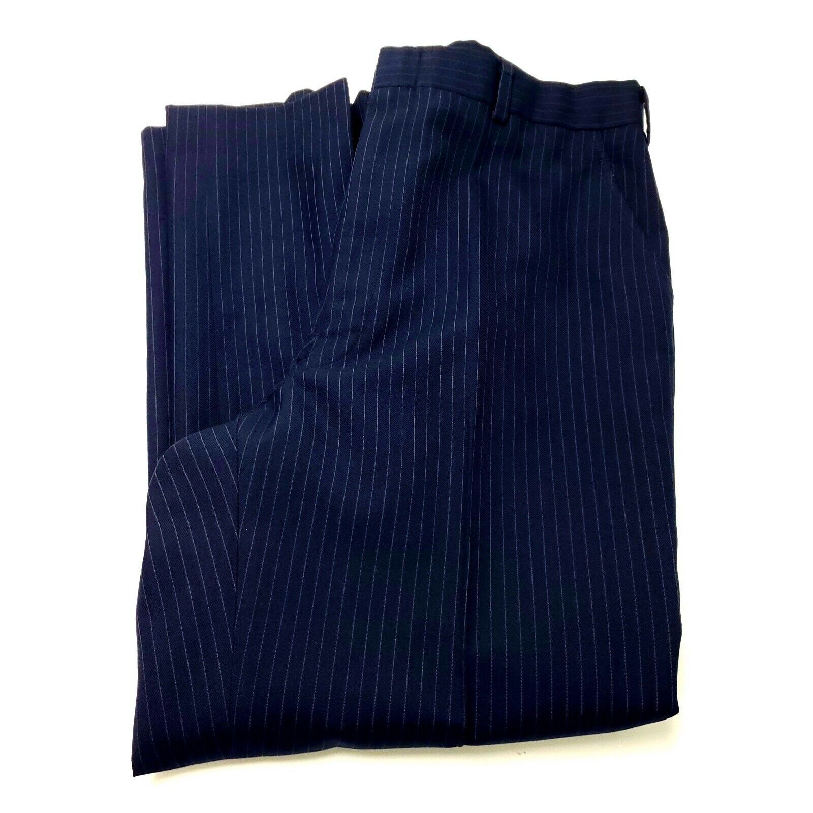 Hart Schaffner Marx Hart Schaffner Marx Wool 2 Button 2 Piece Suit 42L Blue Stri Size 42L - 2 Thumbnail
