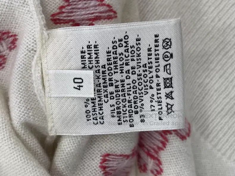 Hermes Hermes White Goat Hair Sweater with Red Embroidery Size S / US 4 / IT 40 - 4 Thumbnail