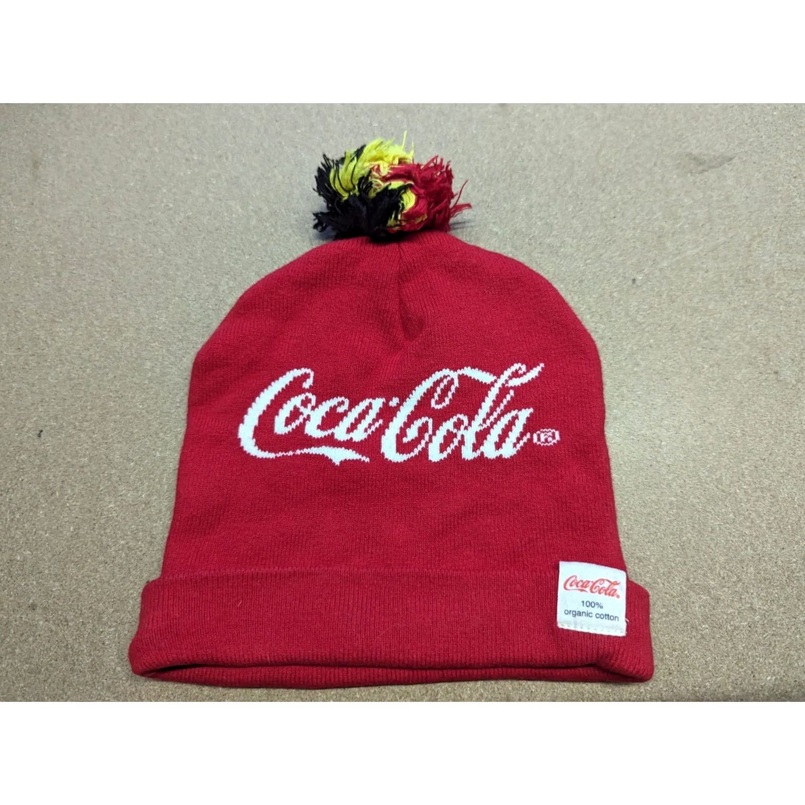 Vintage Coca Cola Red Beanie Hat One Size Pom Pom Cuffed Spell Out Central Logo Unisex Adults Knits Acrylic Beanie Winter Fall Spring Handmade No Vintage N/A Size ONE SIZE - 2 Thumbnail