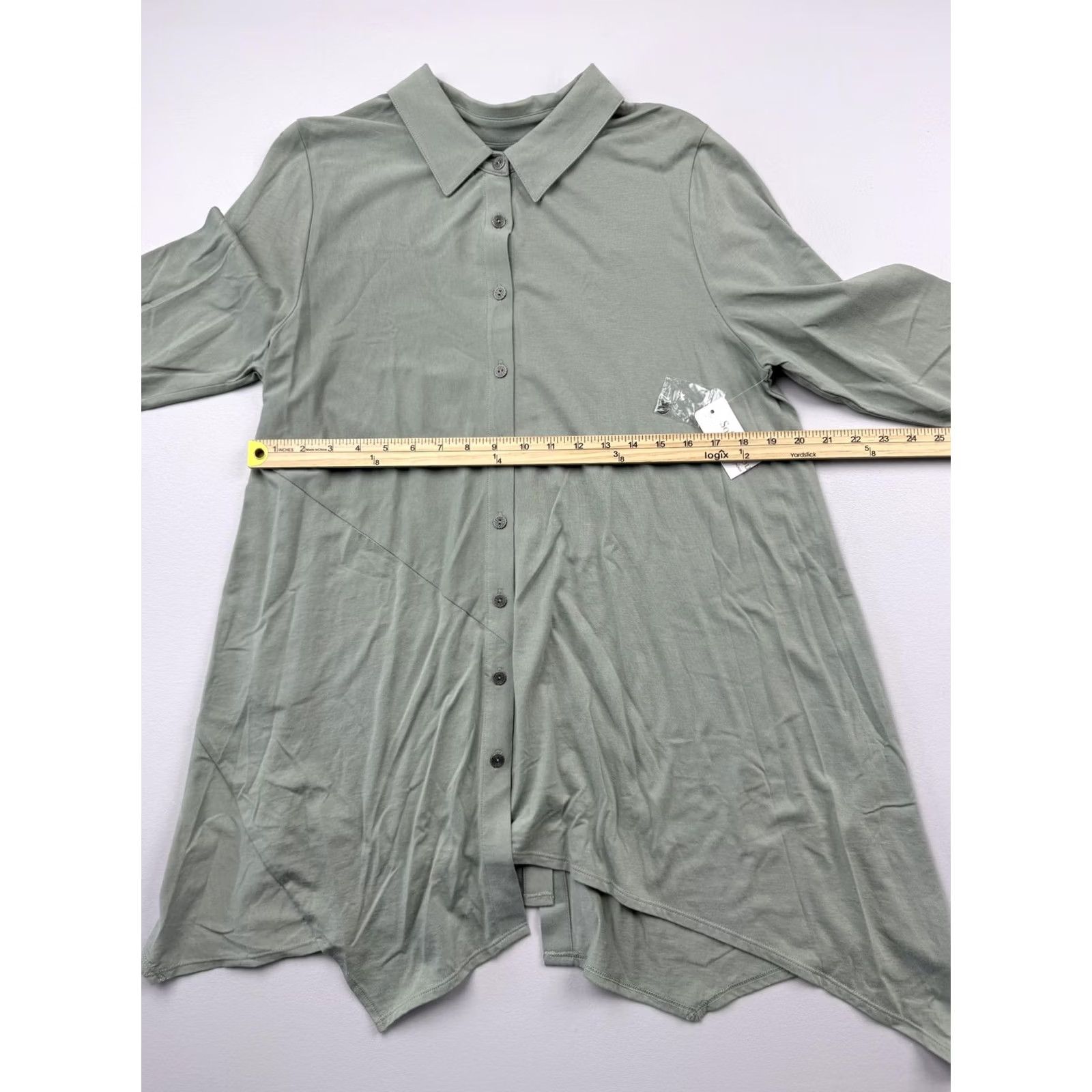 Soft Surroundings Soft Surroundings Shirt Womens Large Green Button-Up 3/4 Sleeve Tunic Top Size L / US 10 / IT 46 - 6 Thumbnail
