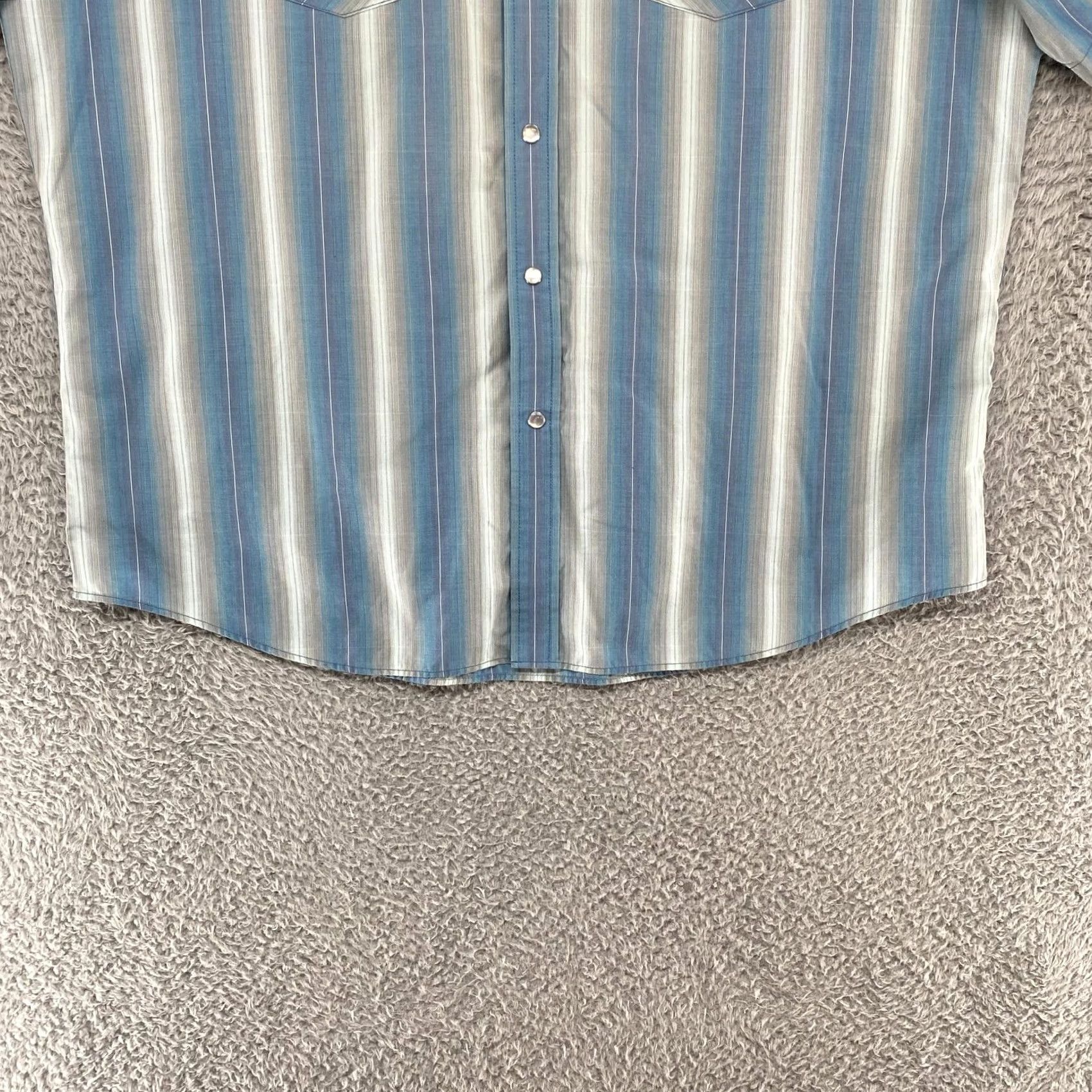 Pendleton Pendleton Frontier Shirt Mens XL Blue Stripe Western Snap Front Short Sleeve Shirt Size US XL / EU 56 / 4 - 2 Thumbnail