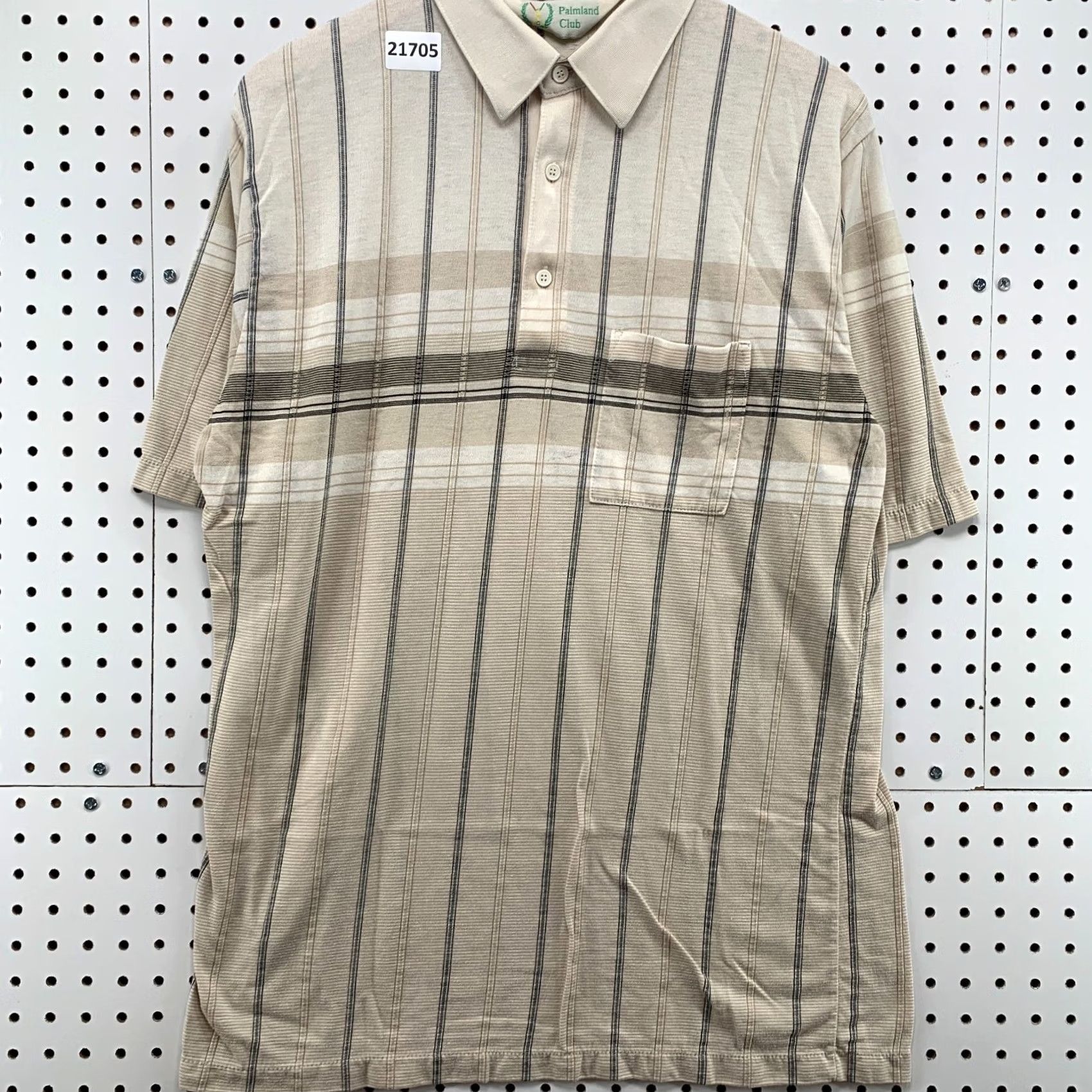 Vintage VINTAGE Palmland Club Shirt Mens Large Brown Beige Striped Polo Shirt Size US L / EU 52-54 / 3 - 6 Thumbnail