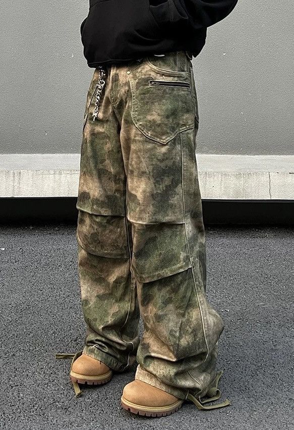 Japanese Brand × Vintage Avant garde punk camouflage pleated utility work pants Size US 28 / EU 44 - 1 Thumbnail