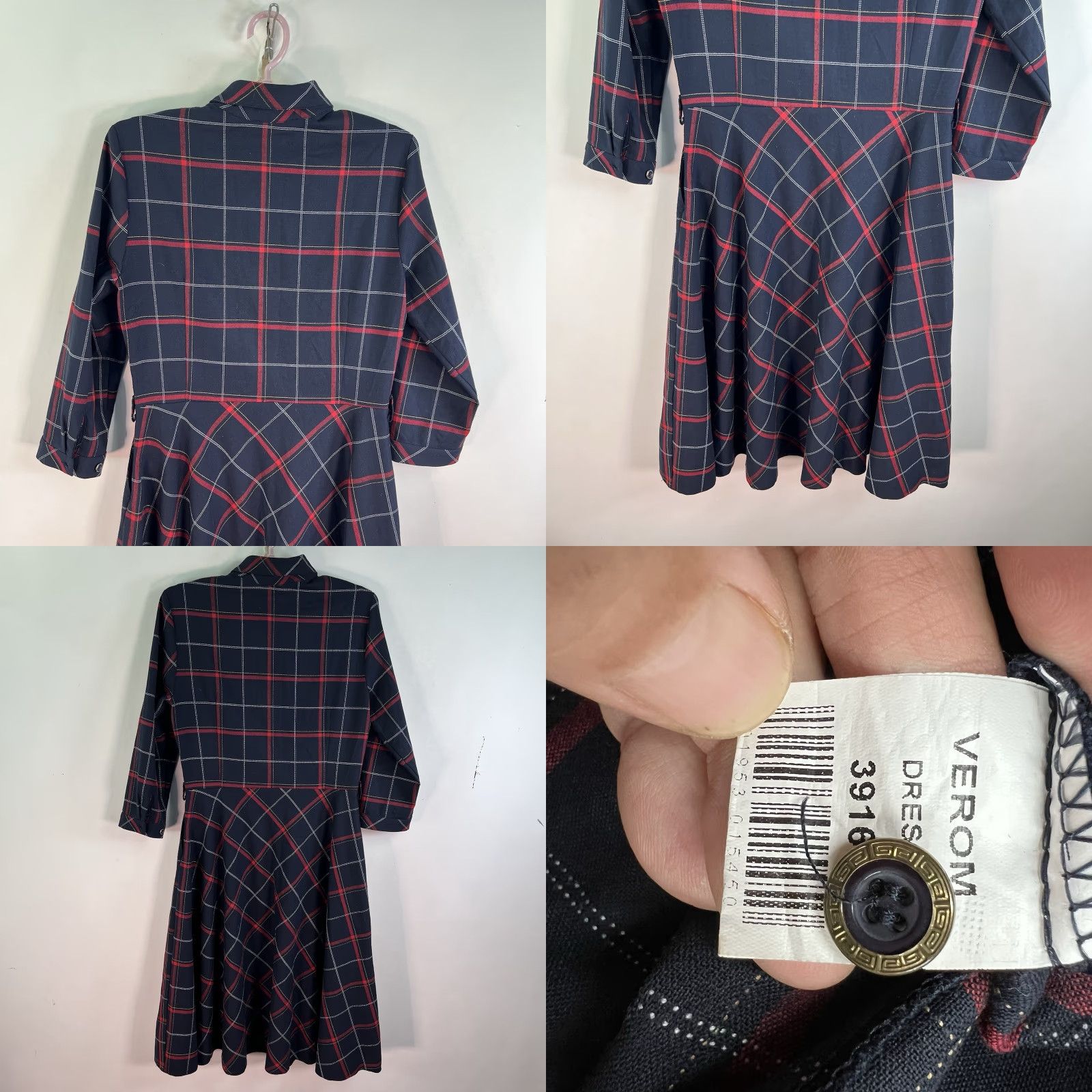 Vintage VINTAGE Verom Plaid Midi Dress Womens 8 Blue Size M / US 6-8 / IT 42-44 - 8 Thumbnail