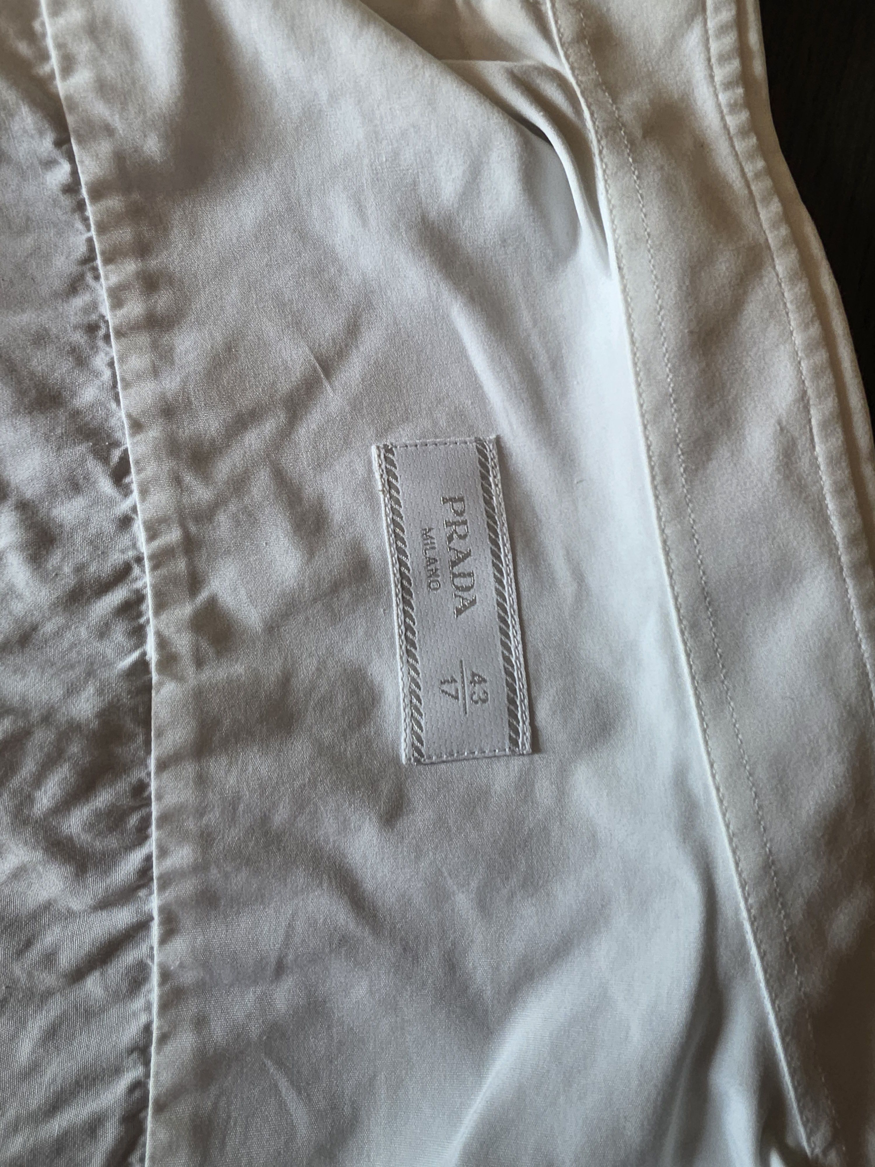 Prada Prada White Poplin Shirt Size 43 / 17 Size US L / EU 52-54 / 3 - 3 Thumbnail