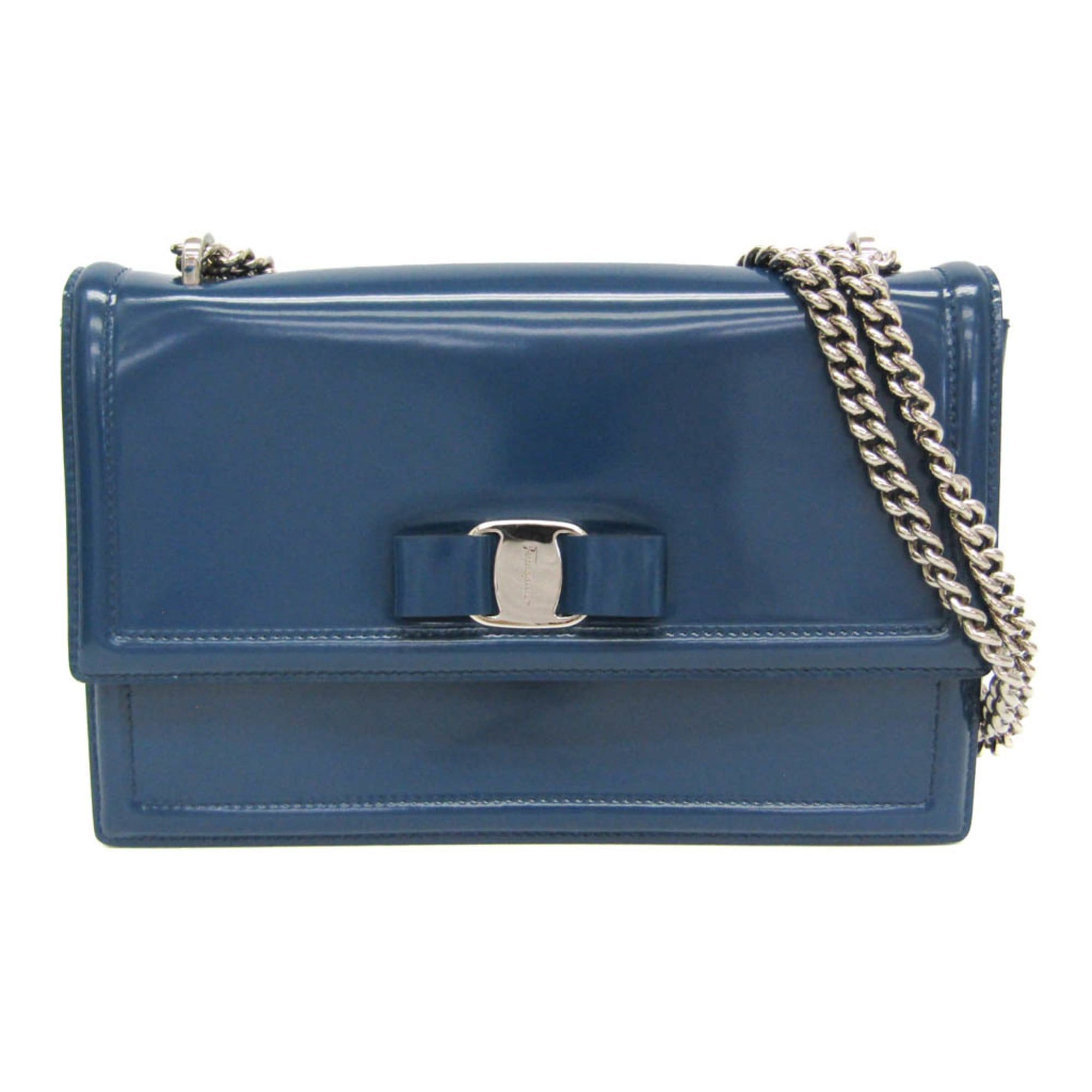 Salvatore Ferragamo Salvatore Ferragamo Vara GINNY AU-21 G209 Women's Leather Shoulder Bag Blue Size ONE SIZE - 1 Thumbnail