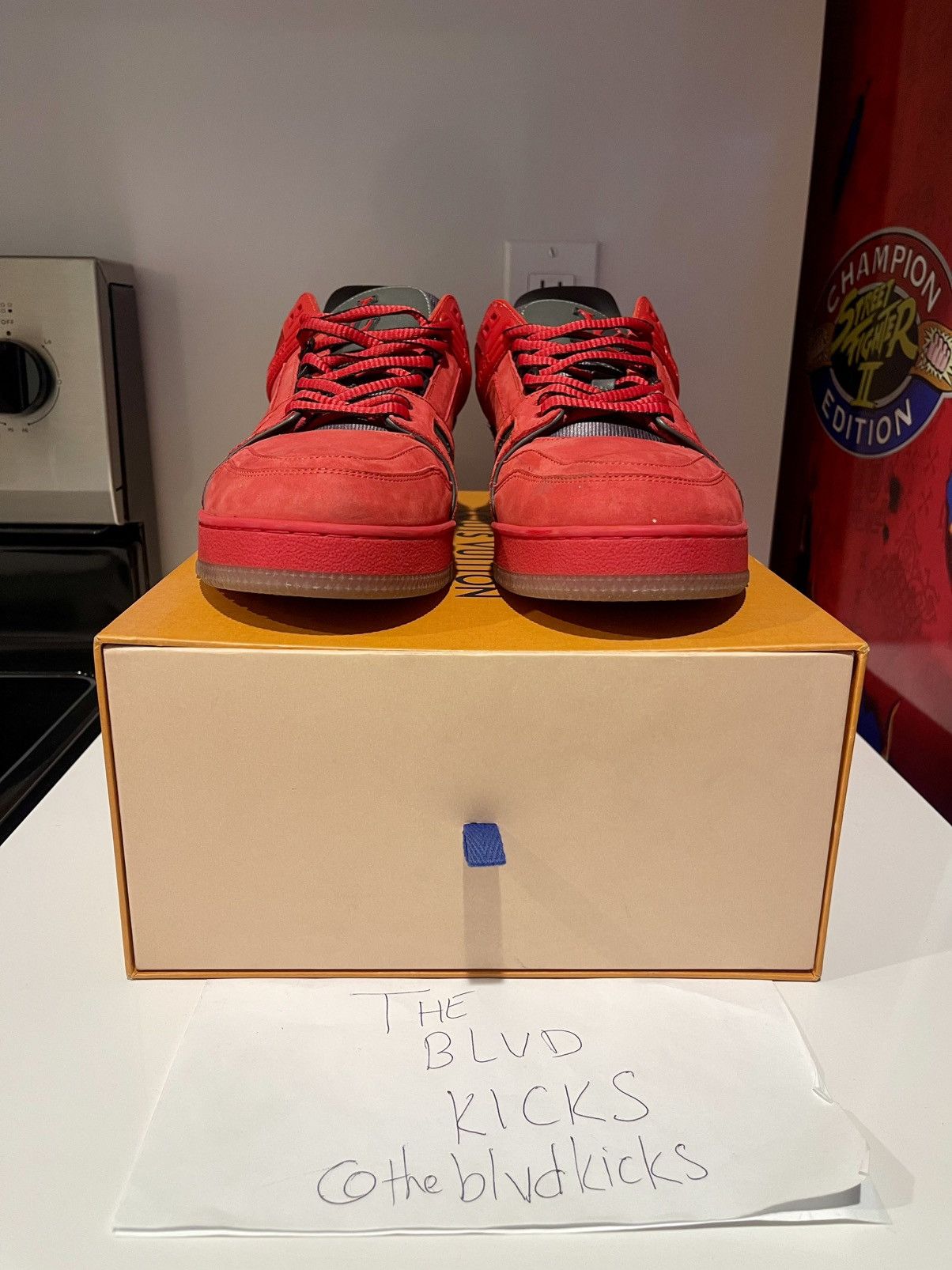 Louis Vuitton Louis Vuitton 408 Trainer Low Top Virgil Red Grey Size US 10 / EU 43 - 5 Thumbnail