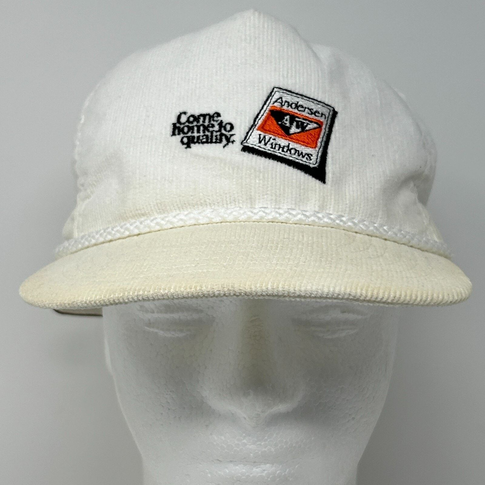 Vintage Vintage 80s Andersen Windows Hat Baseball Cap White Corduroy Size ONE SIZE - 2 Thumbnail