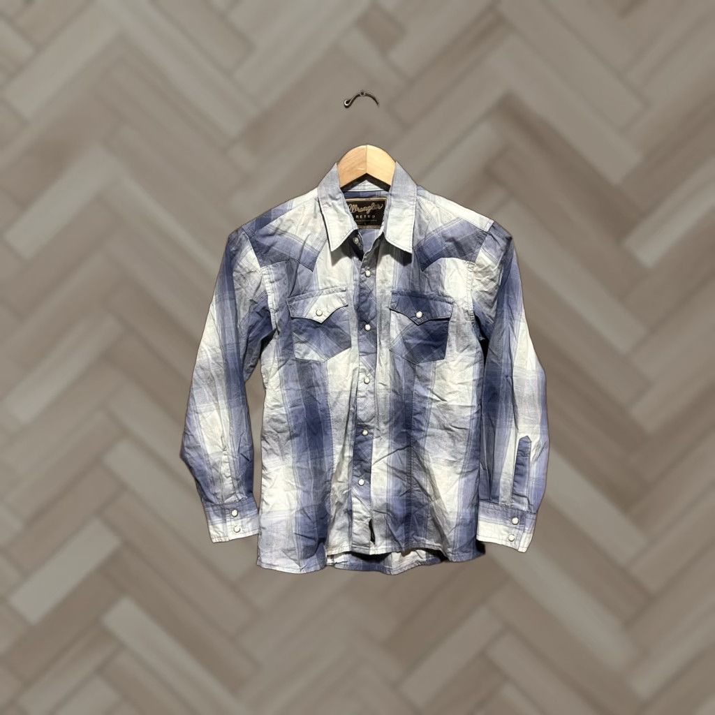 Wrangler VINTAGE Wrangler Womens Blue Plaid Long Sleeve Snap Up Flannel Size Large Size L / US 10 / IT 46 - 1 Thumbnail