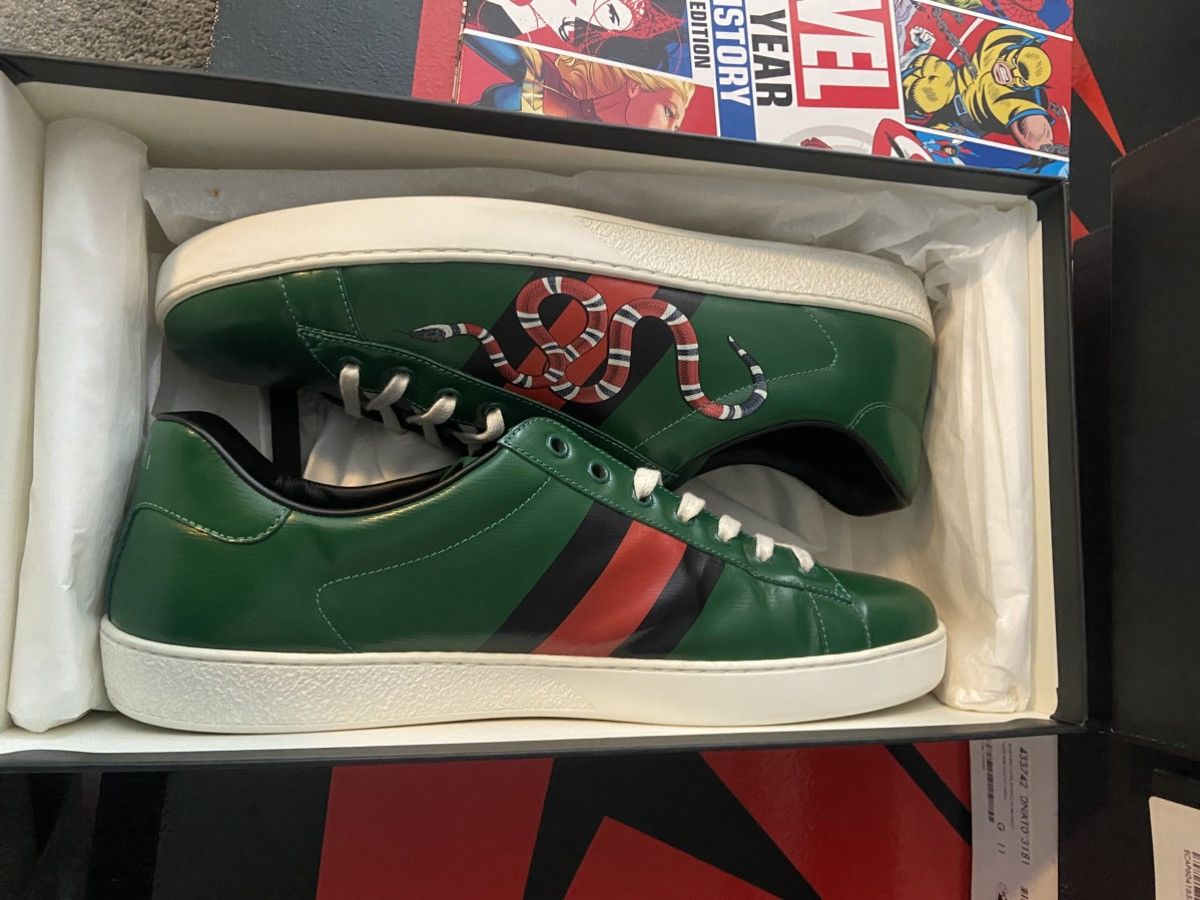 Gucci Gucci Ace Snake Web Stripe Sneakers Size US 12 / EU 45 - 9 Thumbnail