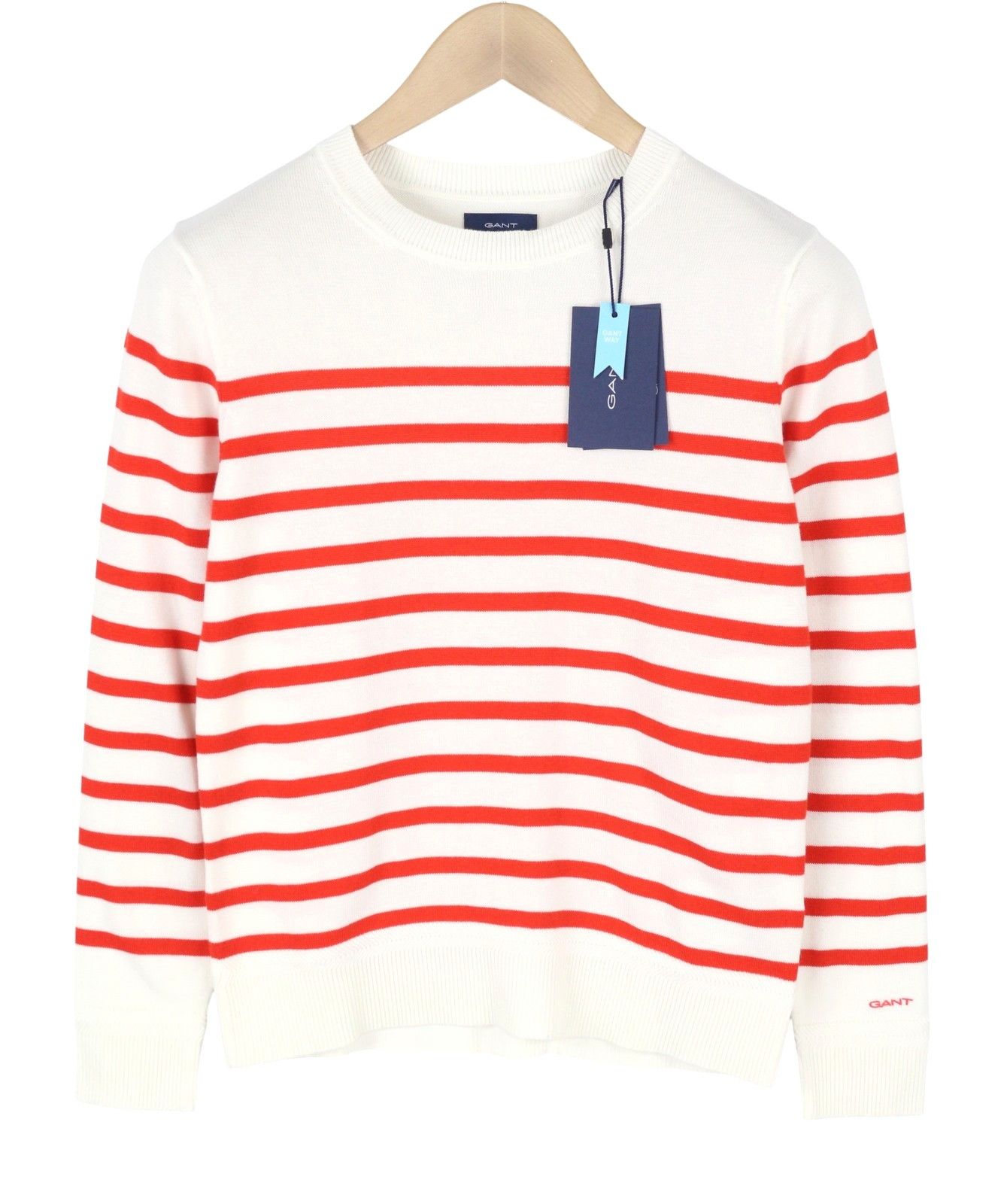 Gant BRETON STRIPE C-NECK XS White Tight-Knit 88071 Size XS / US 0-2 / IT 36-38 - 1 Thumbnail