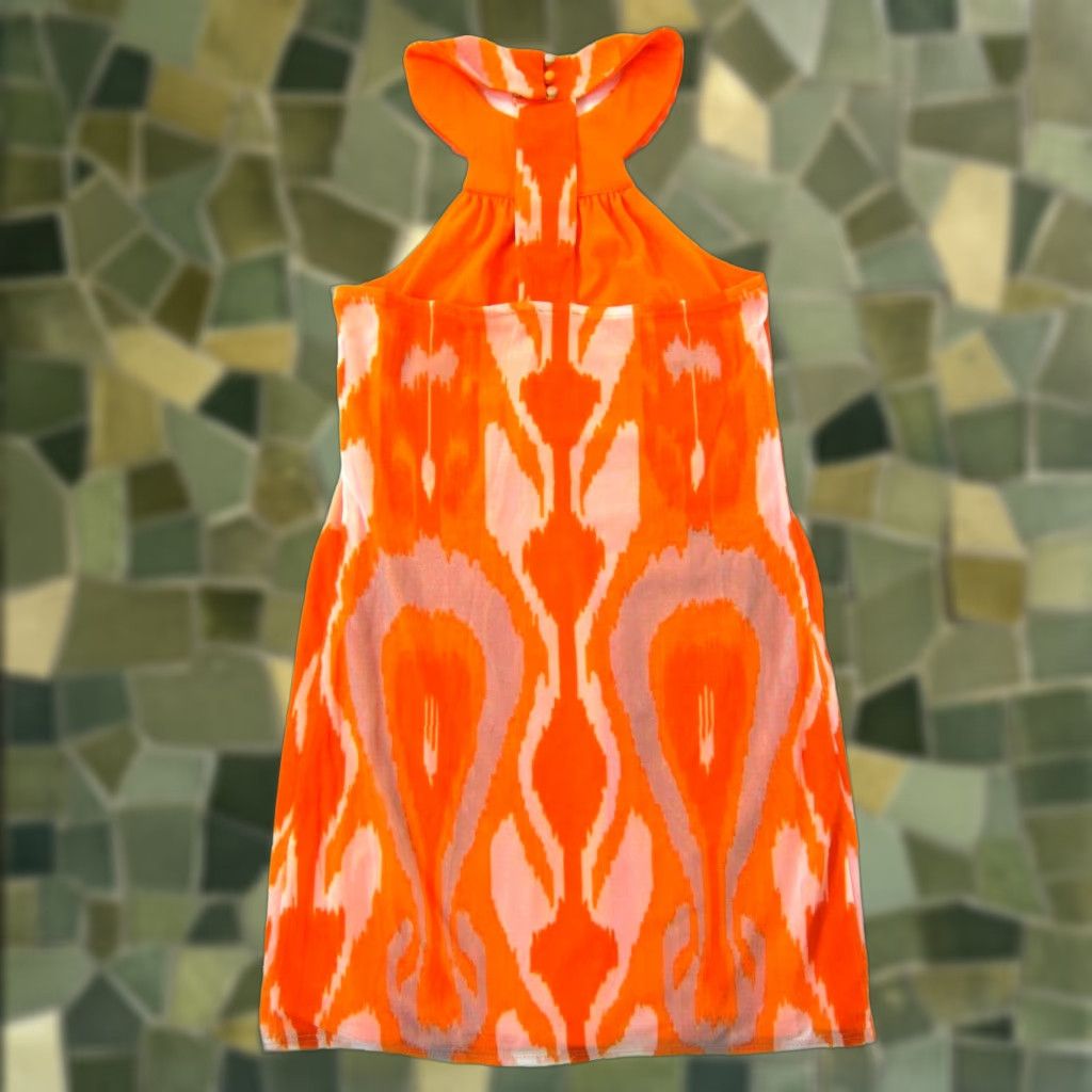 VINTAGE INC International Concepts Orange White Beaded High Neck Stretch  Dress Small - ilac.rochib.com